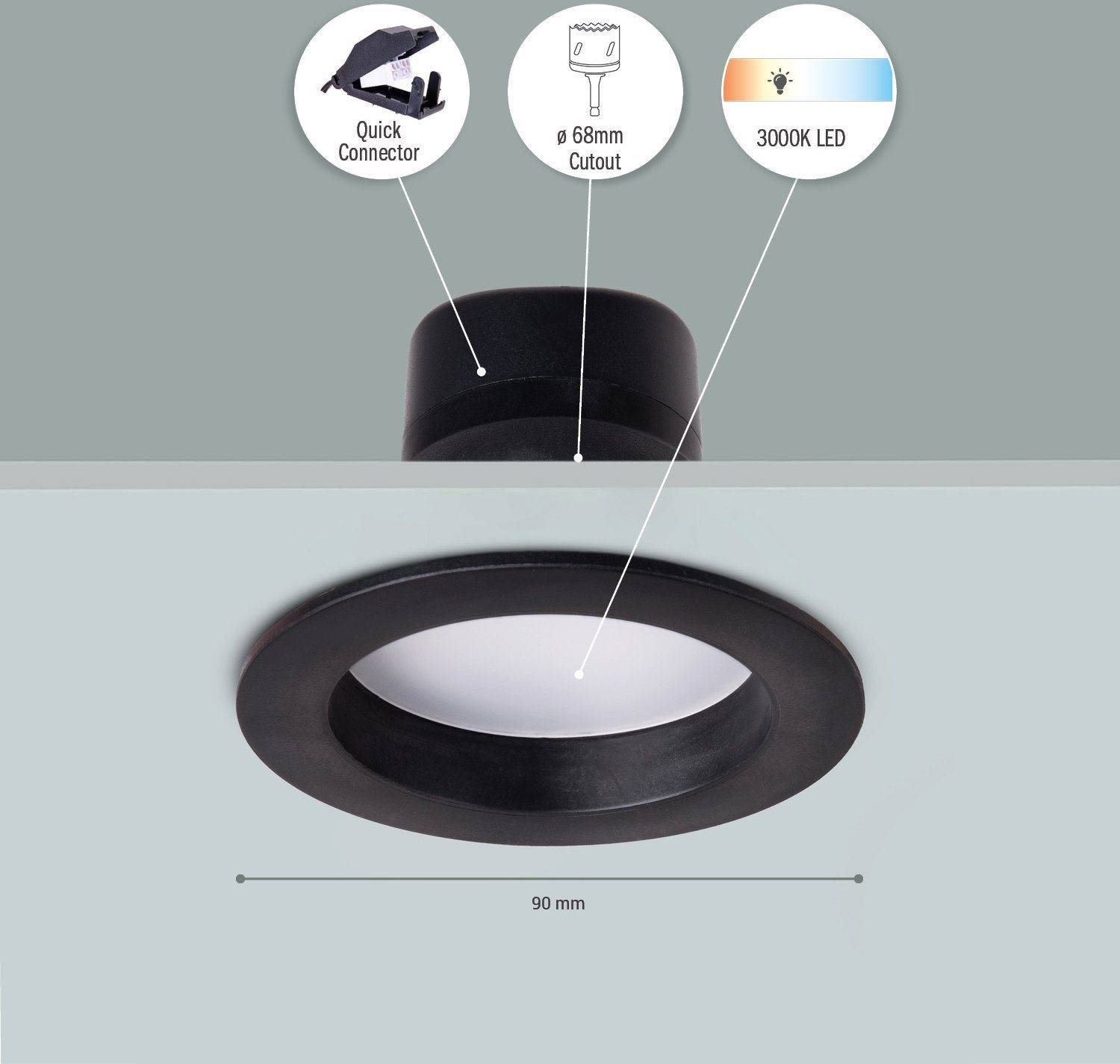 Paco Home Inbouwlamp Senta LED inbouwspot LED spot spotlight vlak 3-delige set 3000K