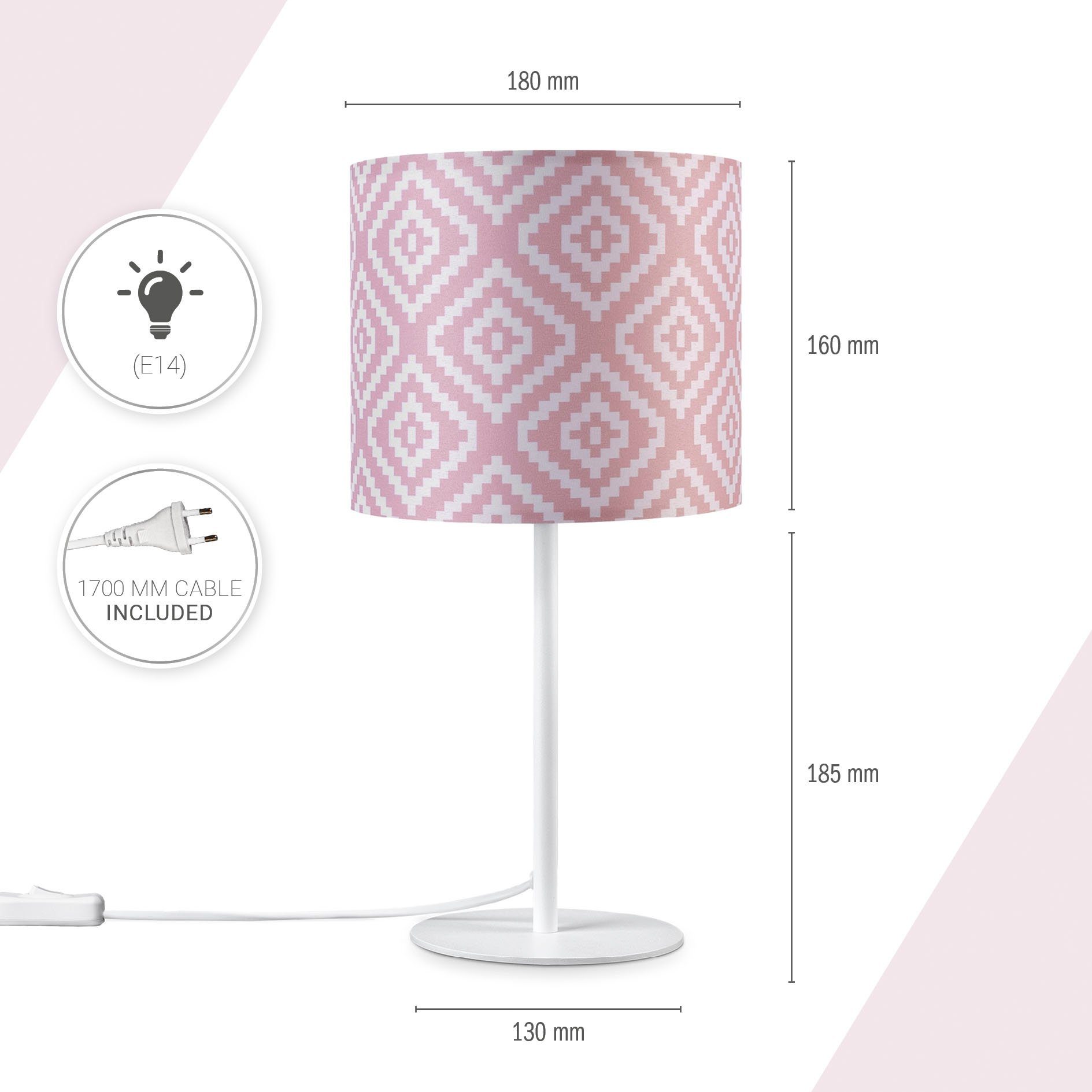 Paco Home Tafellamp Luca Stella Stoff nachtlamp vintage retro met stekker modern nacht