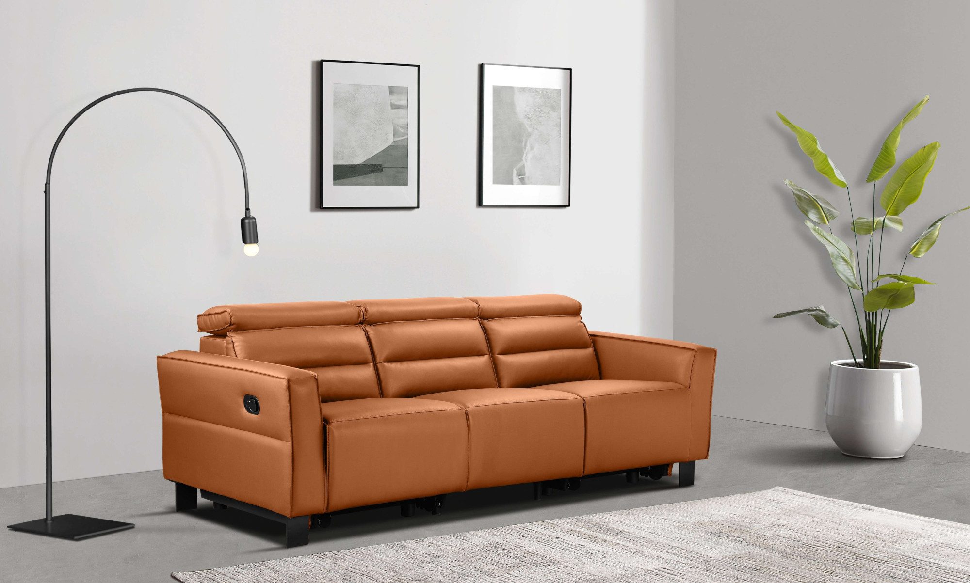 Places of Style 3-zitsbank Carpari, 224 cm, handmatige of elektrische relaxfunctie in 2 zitplaatsen