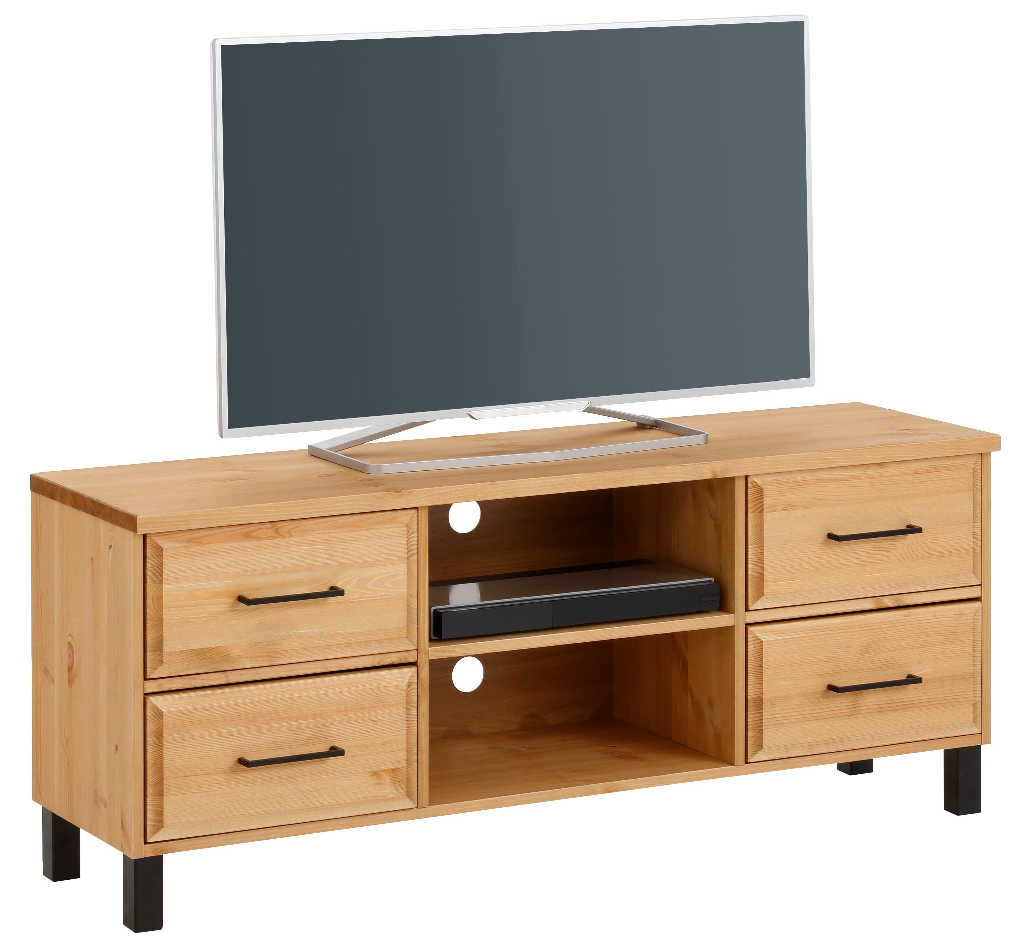 Home affaire Tv-meubel Kemi Breedte 130 cm, van massief grenen, FSC lowboards beige