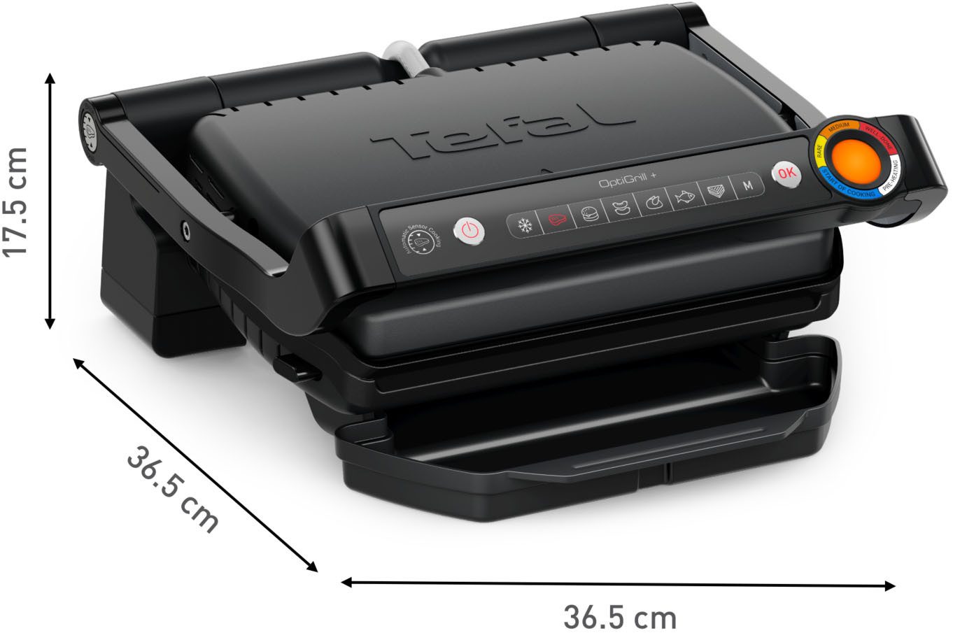 Tefal Contactgrill OptiGrill+, erneuerte Kochstufenanzeige, 6 automatische Programme
