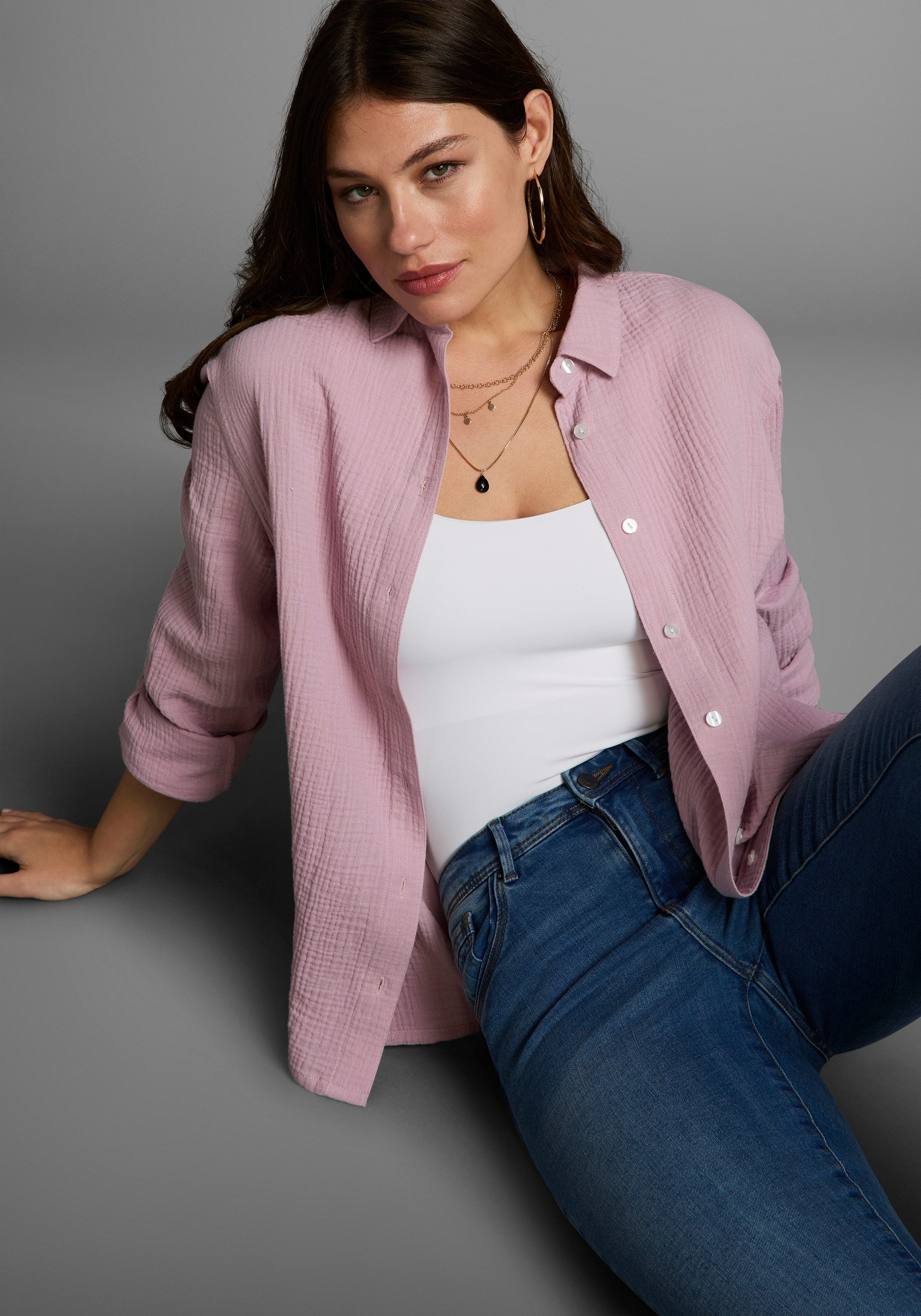 Laura Scott Lange blouse in musselin-kwaliteit