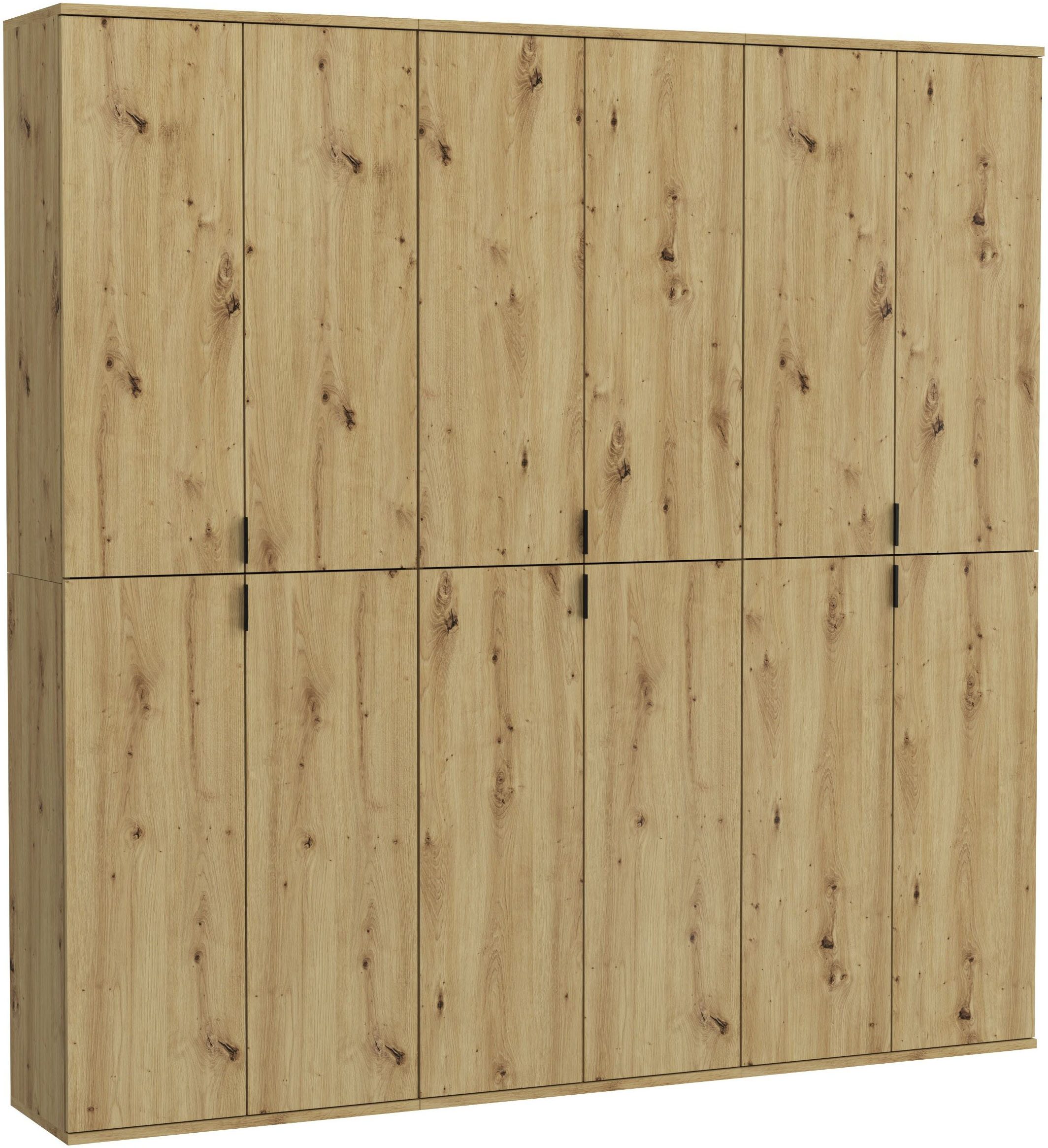 INOSIGN Halmeubelset Trondheim, Breedte 183 cm, bestaande uit 3 Kasten, 12 Deuren, 27 Vakken (set, 3-delig) wandkapstokken bruin