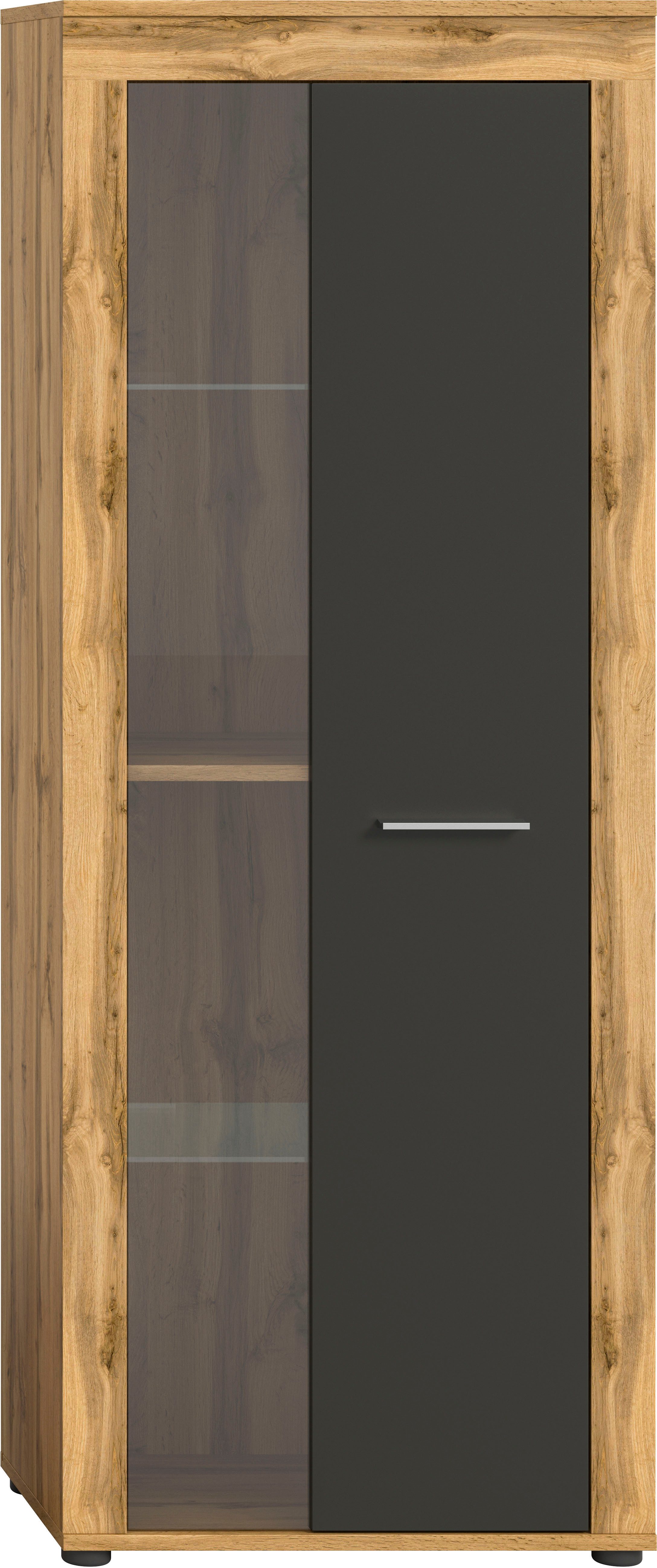 INOSIGN Vitrinekast Aosta, hoogte 159 cm, in verschillende kleuruitvoeringen 1 deur, 3 legplanken, 4 vakken, woonkamer, staande vitrine, glazen vitrine