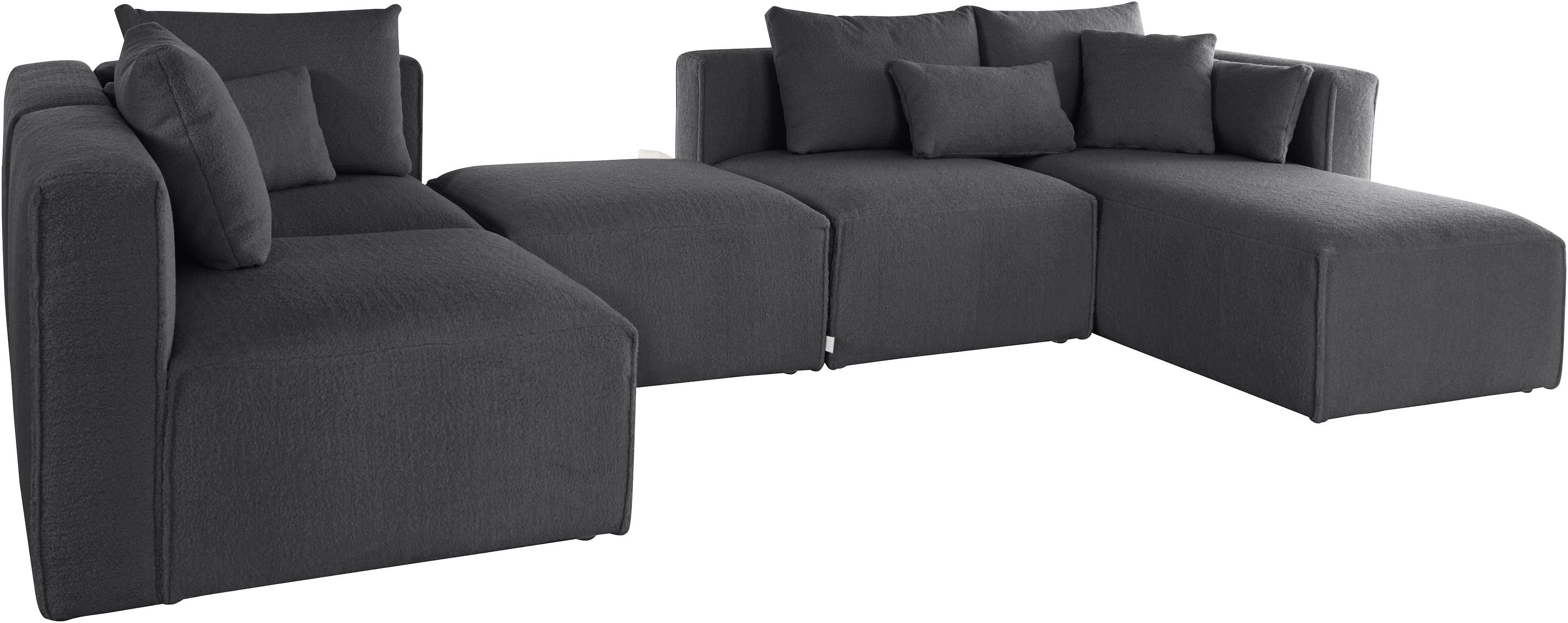Home affaire Zithoek Comfine U-vorm samengesteld van modules, in 3 stoffen en vele kleuren