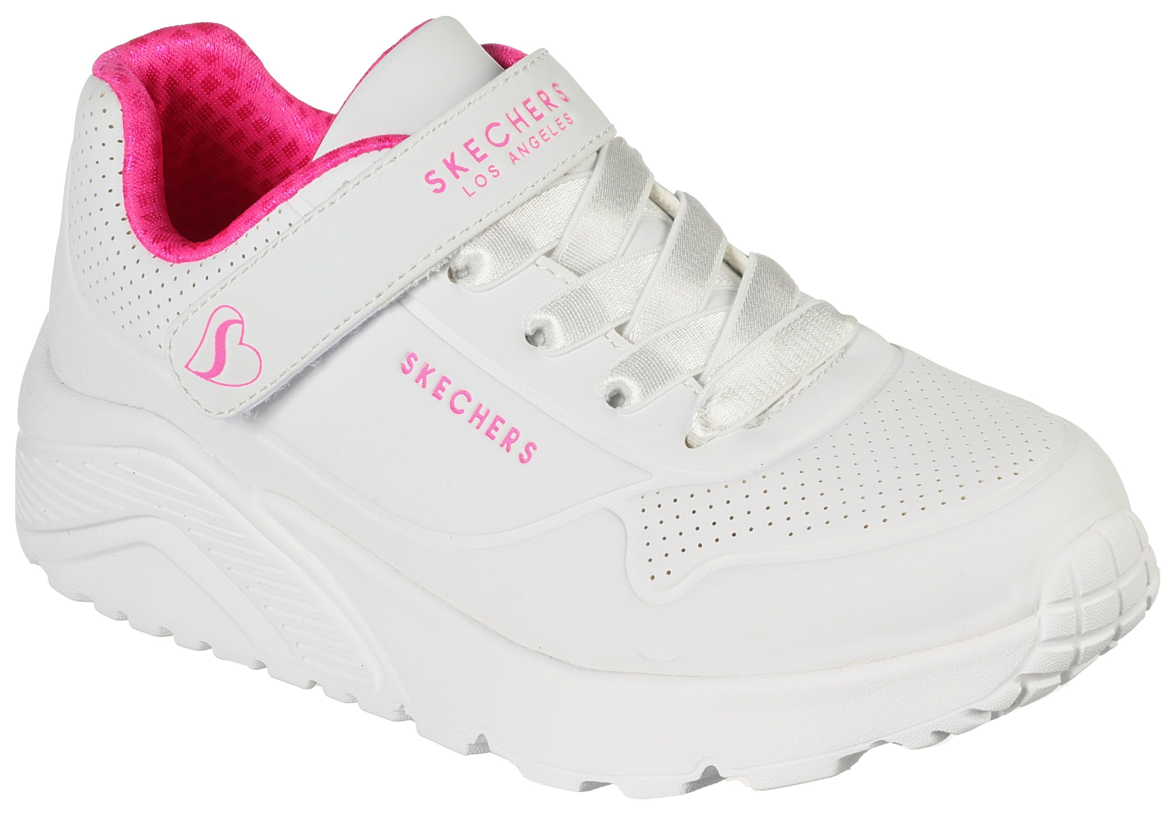 Skechers Sneakers UNO LITE Plateausneaker, retro sneaker, klittenbandschoen in monochrome look meisjes sneakers maat 30 EU wit