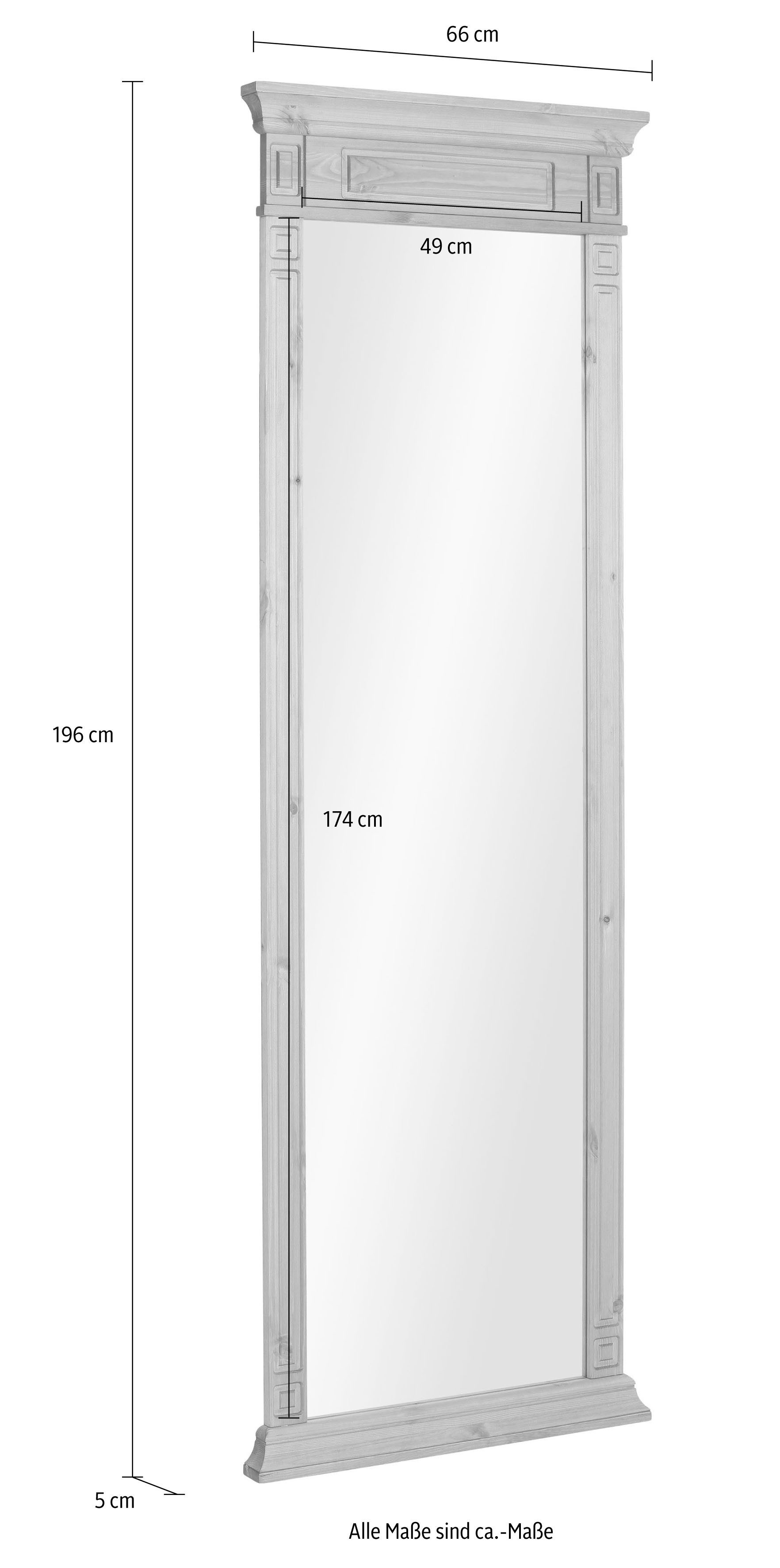 Home affaire Spiegel Vinales Wandspiegel, breedte 66 cm, frame van massief grenenhout
