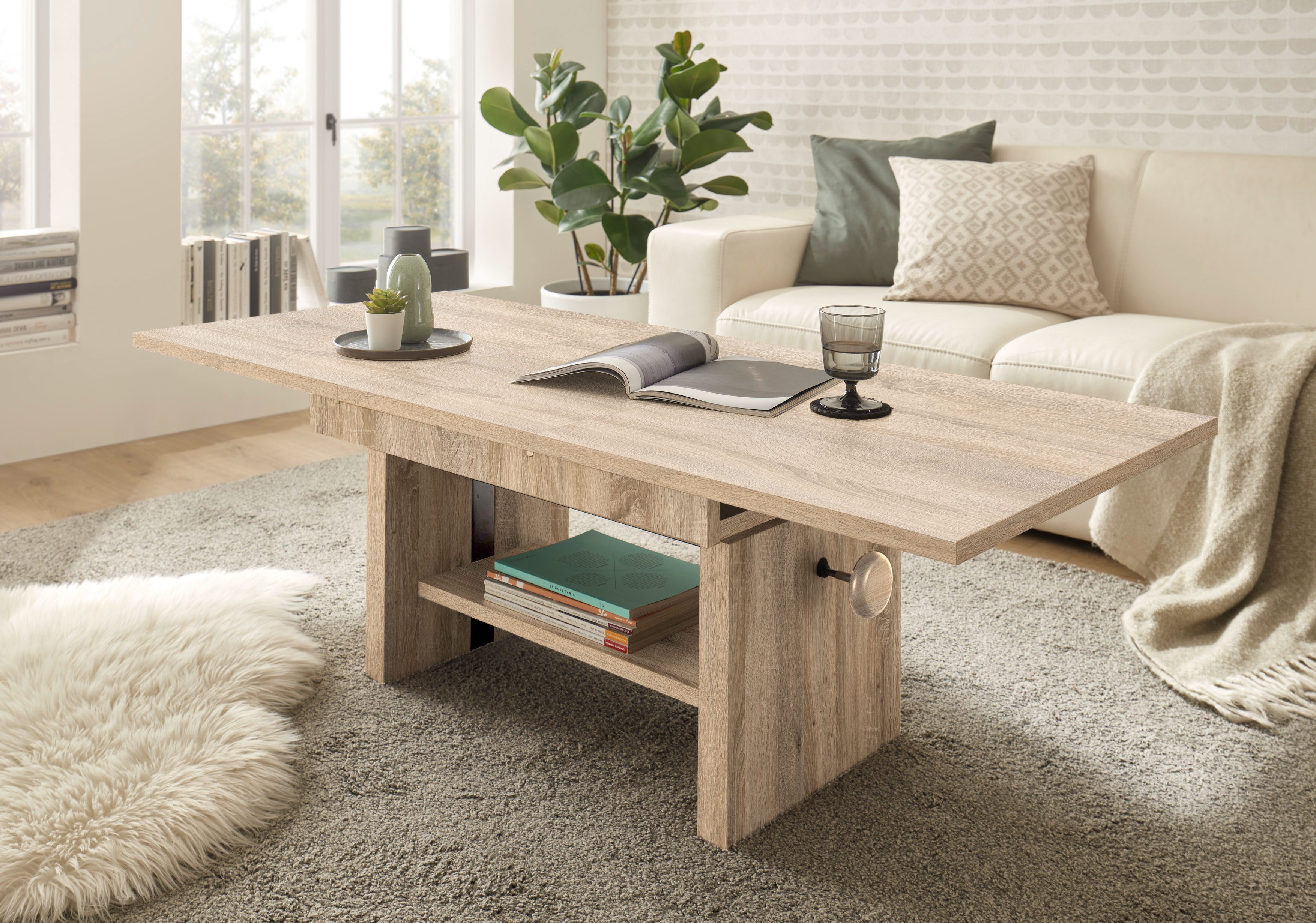 Stolkom Salontafel Event hoogte verstelbaar, uitschuifbaar, BxHxD 110-150x48-63x65 cm Hoogte verstelbaar met liftmechaniek en uittrekbaar in 3 kleurvarianten