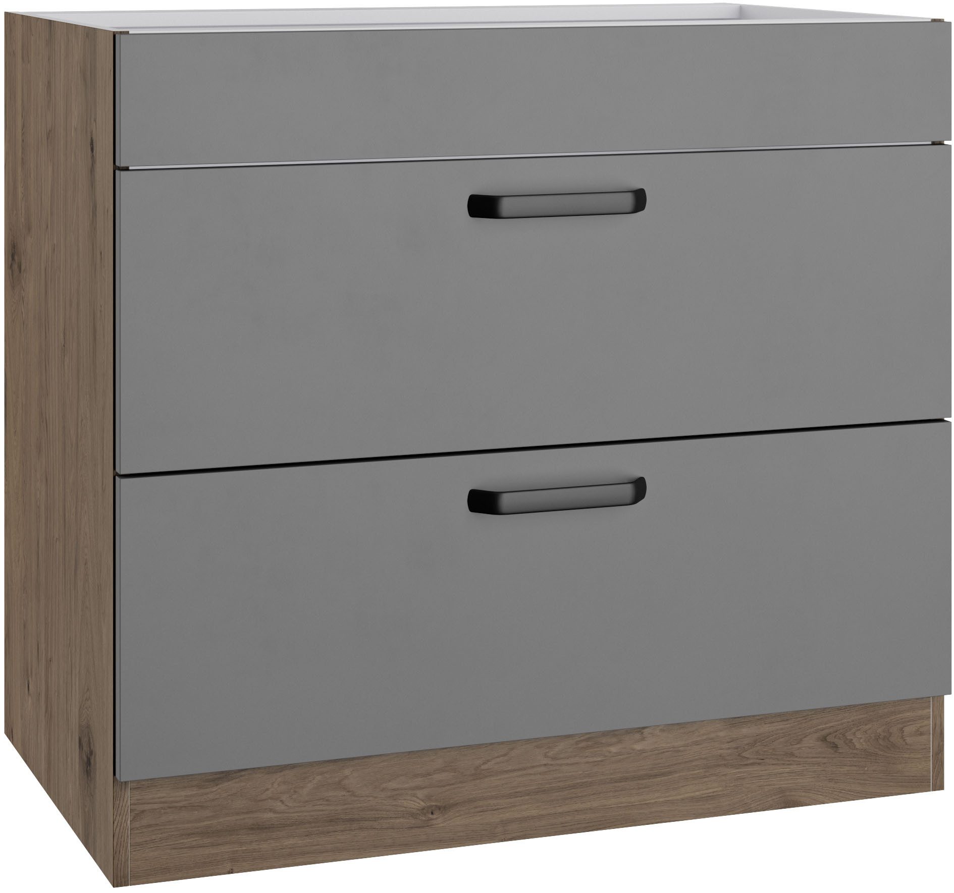 wiho Küchen Ombouwkast voor fornuis Elba Breedte 90-130 cm ombouwkasten grijs