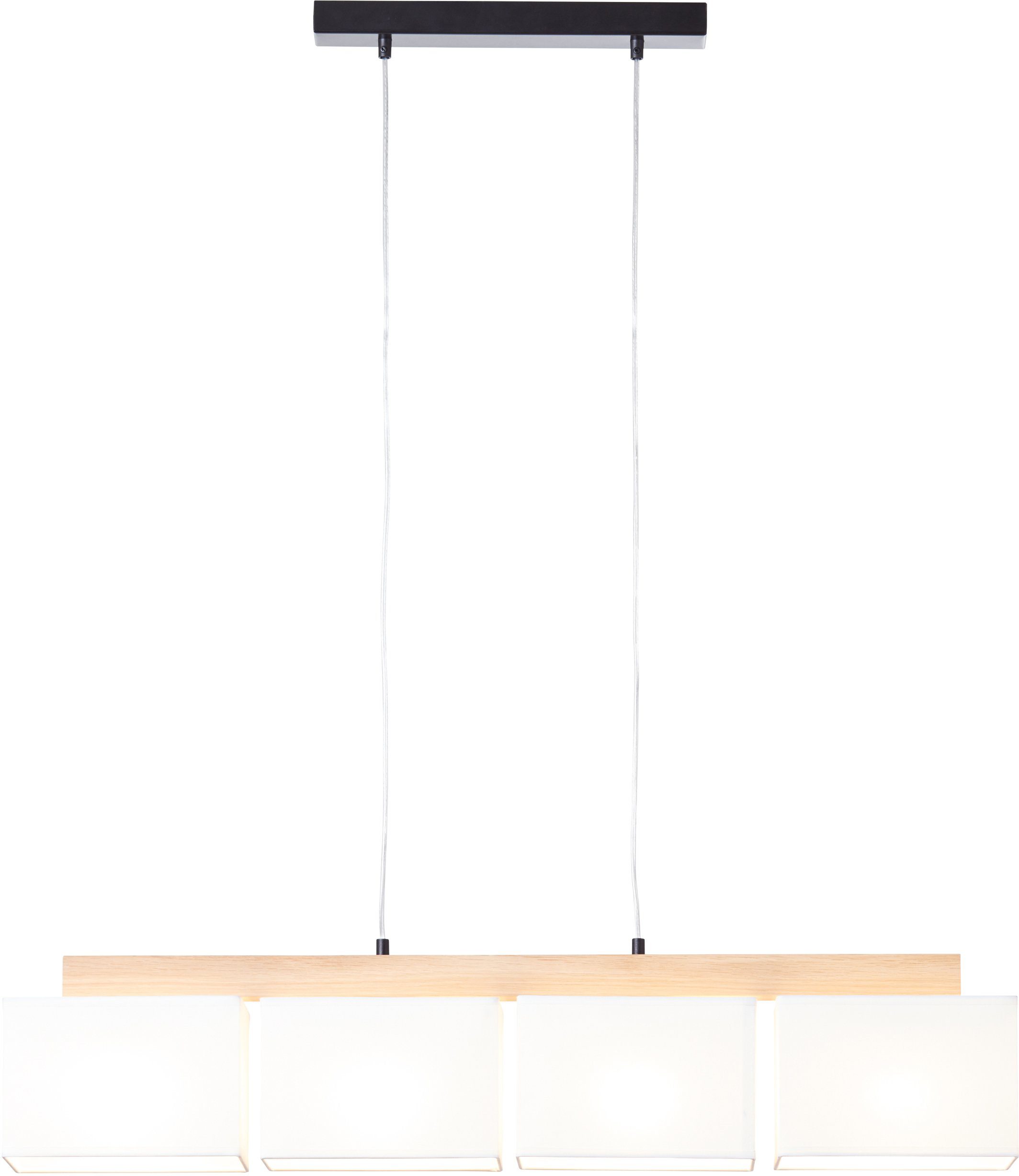 Brilliant Leuchten Hanglamp Rayan Stoffen kappen, H 113 cm, B 95 cm, 4 x E27, geolied eiken/wit (1 stuk)
