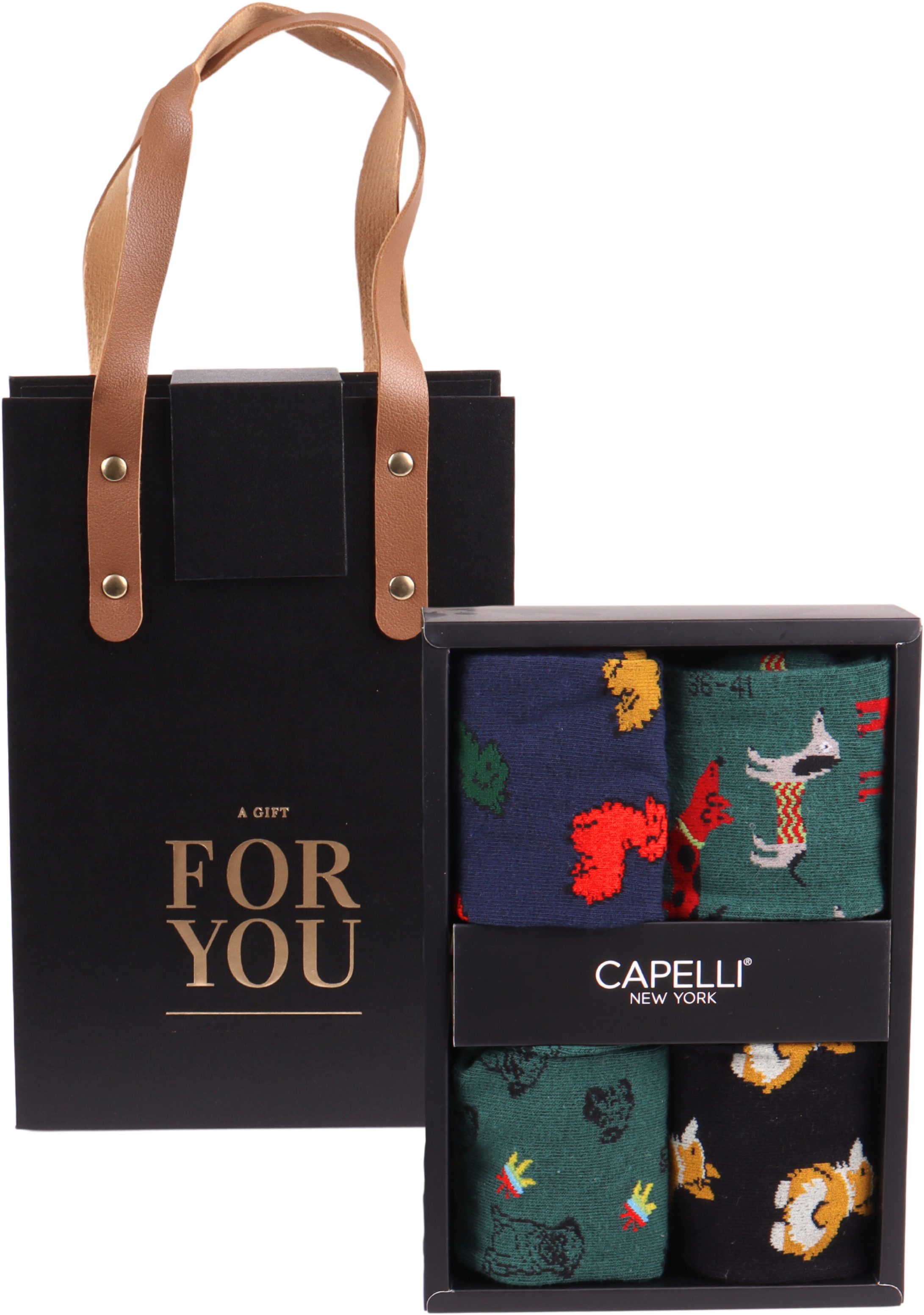 Capelli New York Sokken kleurige 4-pack met verschillende hondenmotieven (4 paar)
