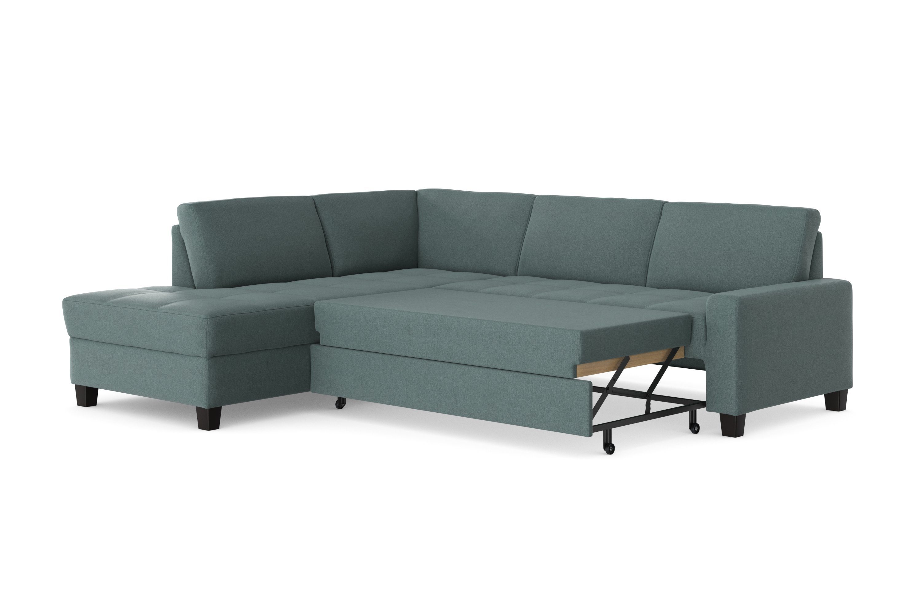 DOMO collection Hoekbank Florentina tijdloos en elegant, zitnaden als designelement, L-vorm keuze met slaapfunctie, met contrastnaad, comfortabele zithoogte 47 cm