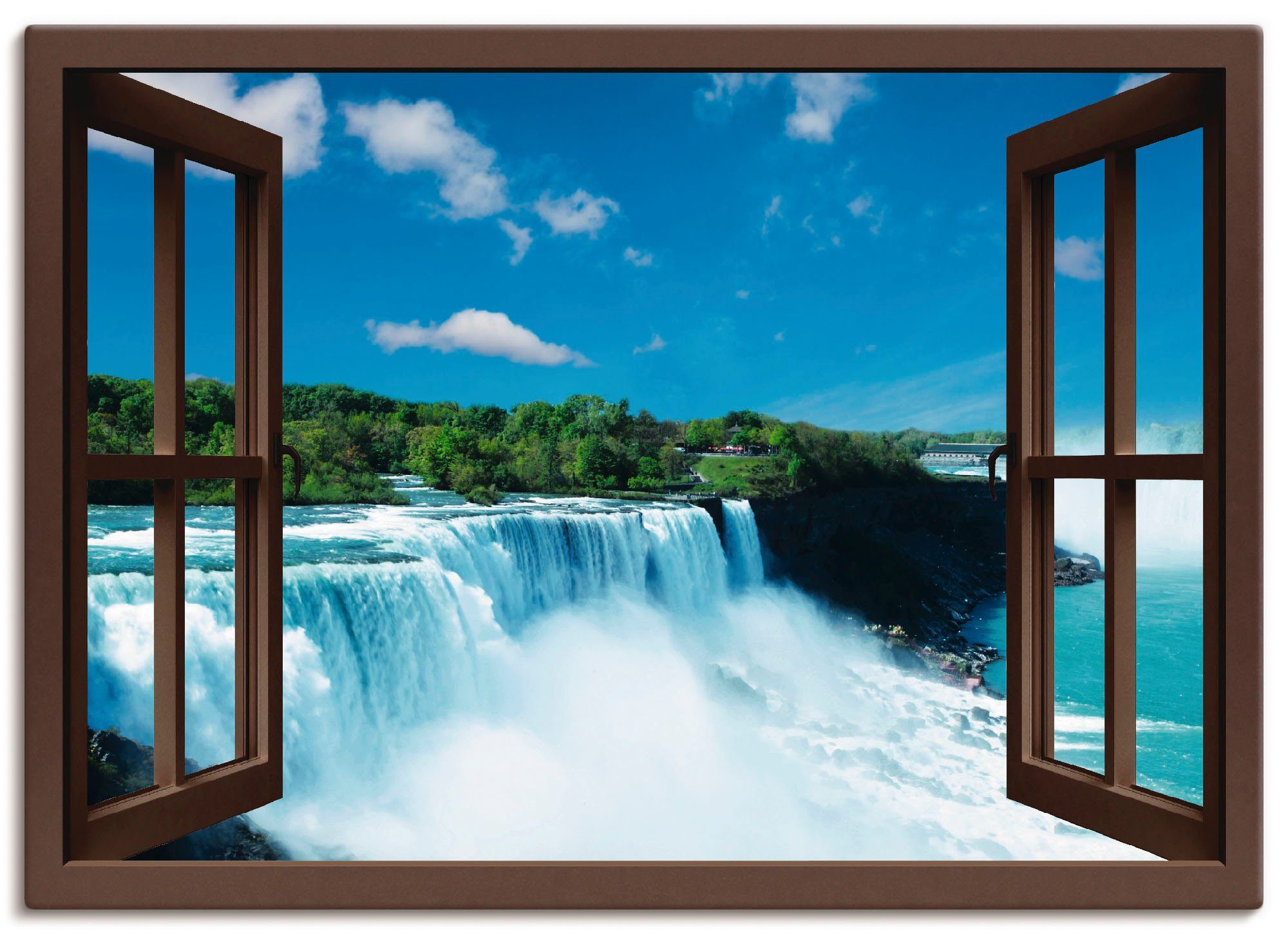 Artland Artprint Blik uit het venster - Niagara in vele afmetingen & productsoorten -artprint op linnen, poster, muursticker / wandfolie ook geschikt voor de badkamer (1 stuk)