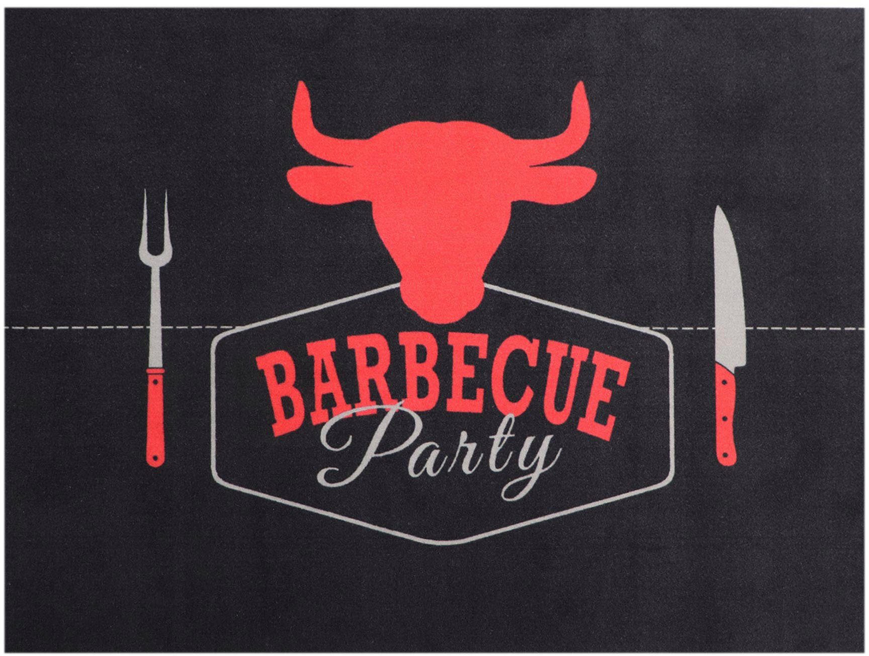 Primaflor-Ideen in Textil Mat Barbecue-onderlegger BARBECUE zwart Barbecuemat ideaal als vloerbescherming, antislip, wasbaar deurmatten zwart