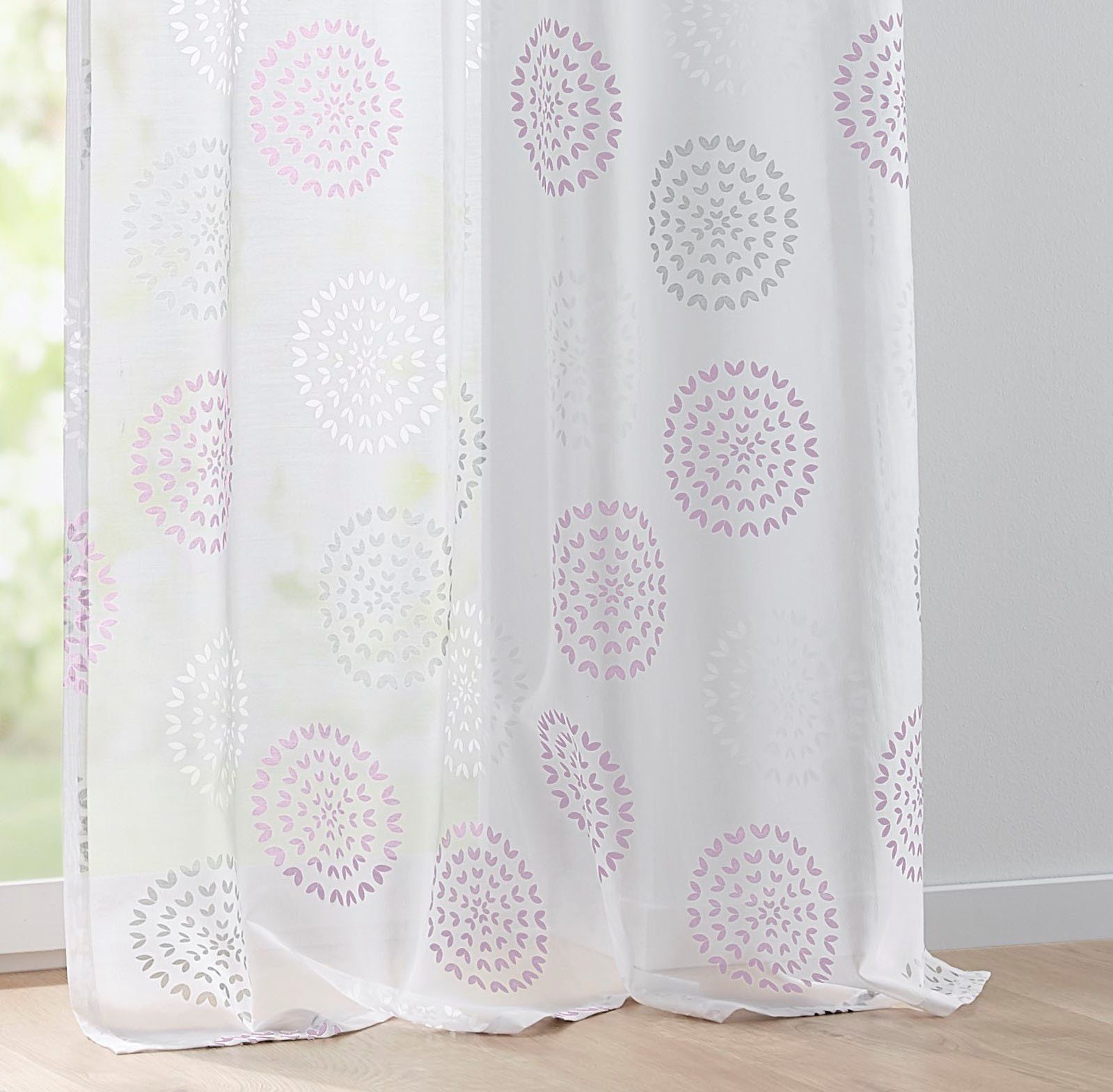 Kutti Gordijn Bella Gordijn, halftransparant, etskant, gedessineerd, katoen-polyester (1 stuk)