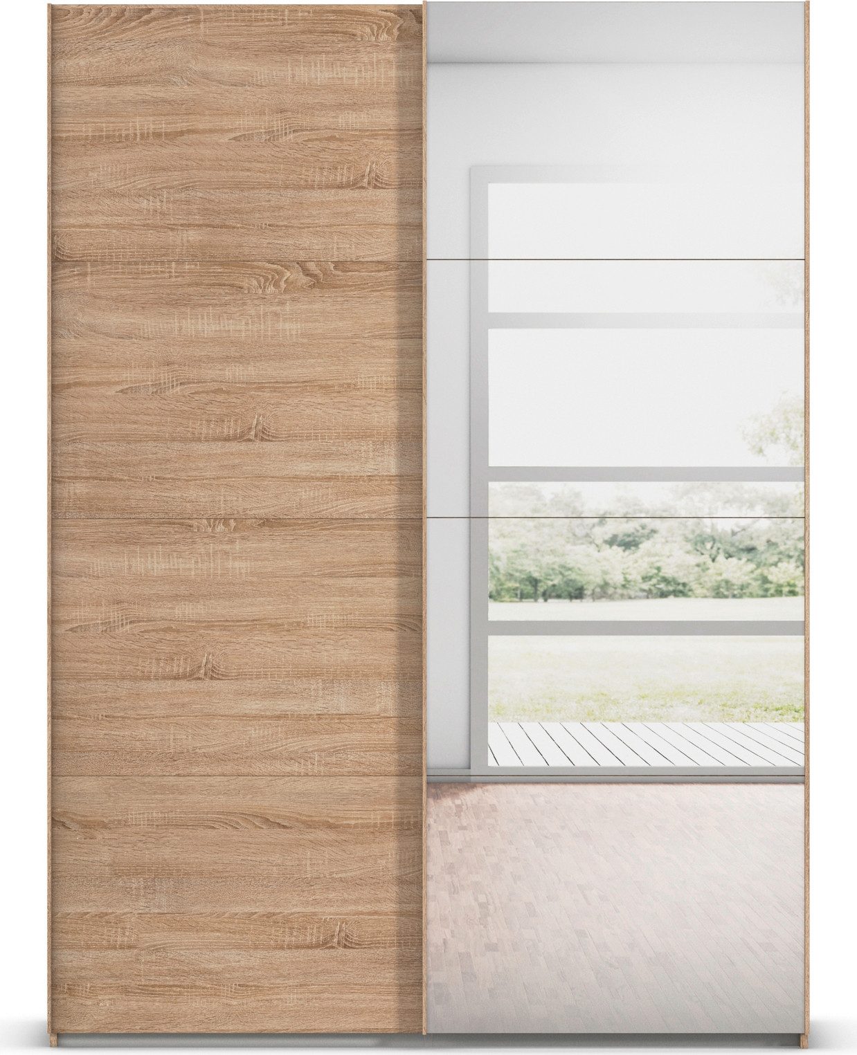 rauch Schuifdeurkast Kledingkast Kast Garderobe Slaapkamerkast EVELYN in elegante stijl met spiegel 5 breedtes veel opbergruimte made in germany