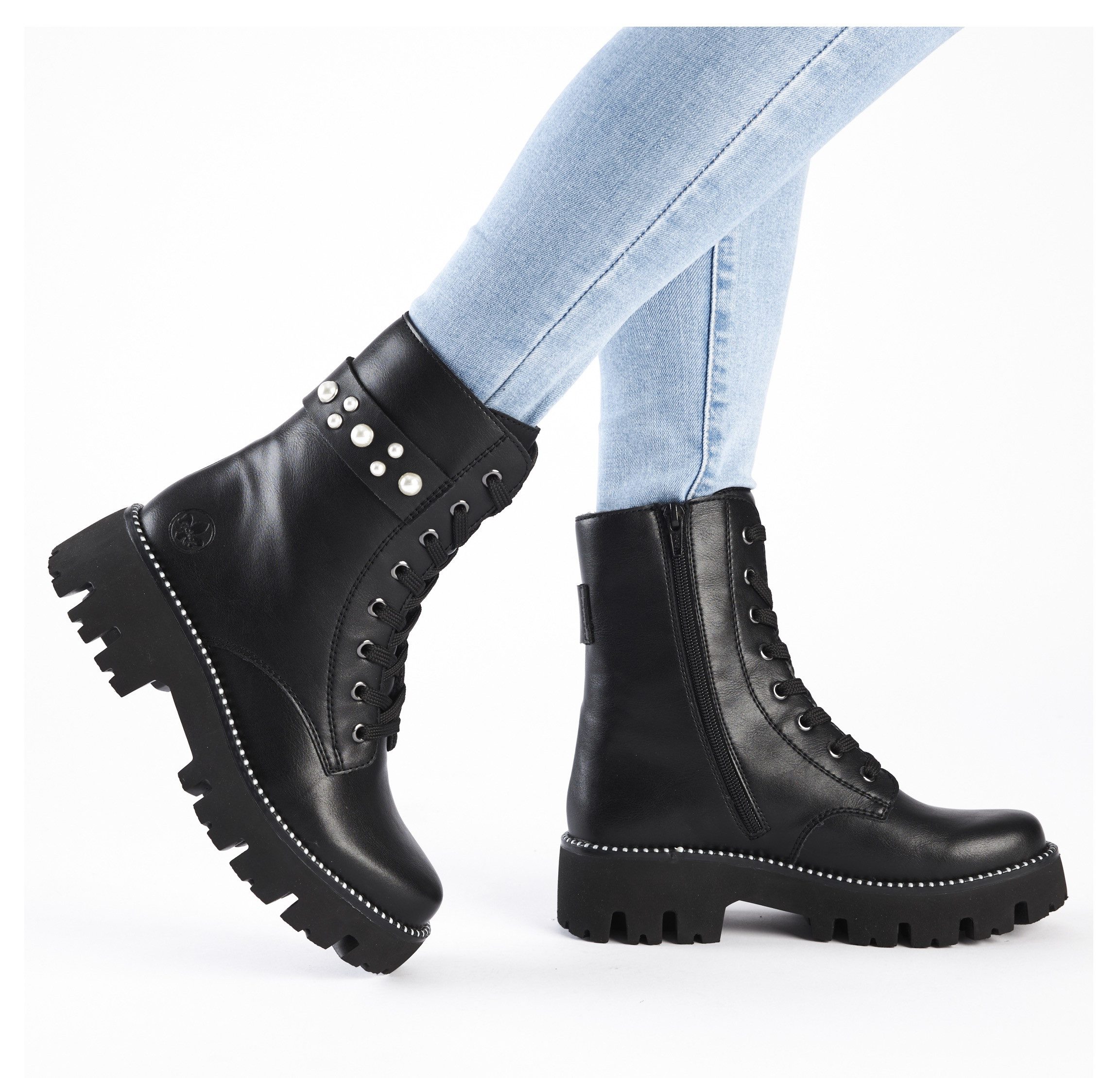 Rieker Veterlaarsjes , veterschoenen, plateau, met extra binnenrits