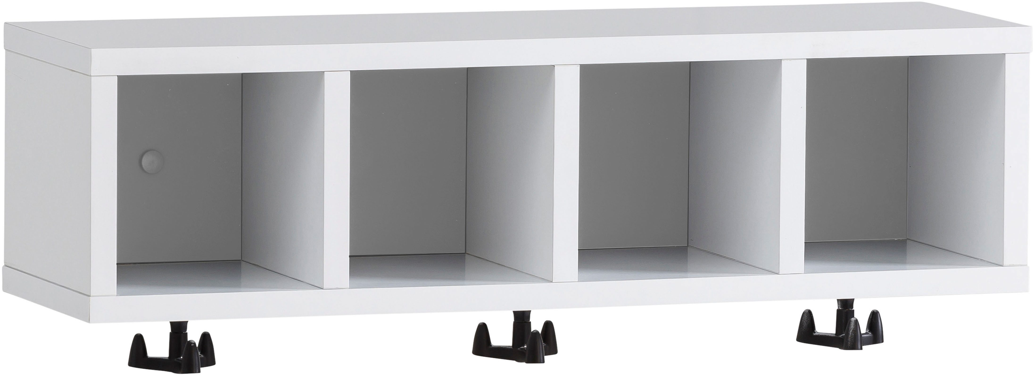 Schildmeyer Wandplank Balto, 59 cm Vier open vakken, kledinghaken van metaal rekken & planken wit