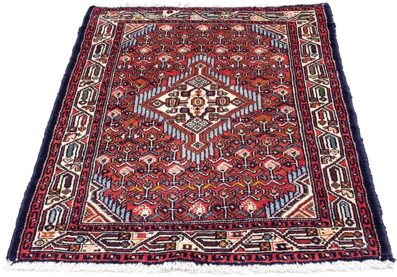 morgenland Wollen kleed Hosseinabad medaillon rosso 120 x 76 cm Handgeknoopt