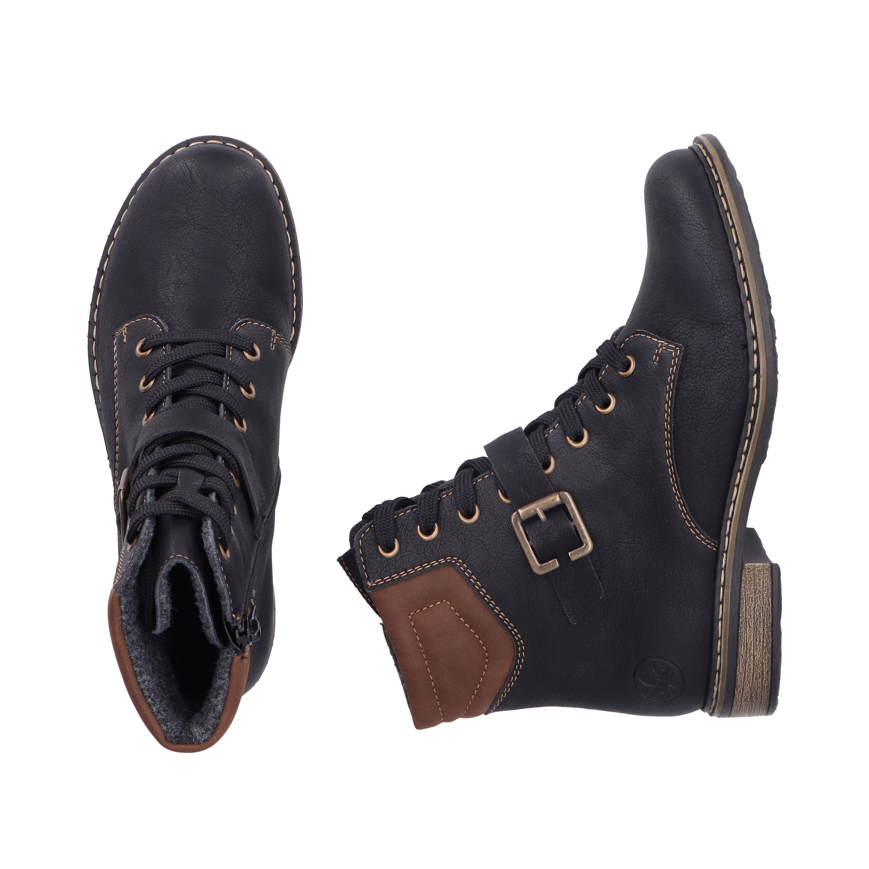 Rieker Veterlaarsjes Veterboots, enkellaarsjes, blokhak, met gewatteerde schachtrand