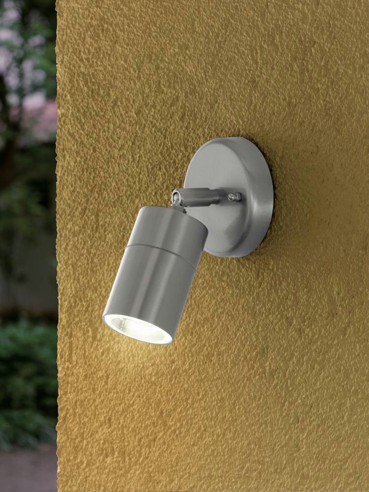 EGLO Ledwandlamp voor buiten STOCKHOLM1 spot, wandspot, buitenlamp, roestvrij staal, zilver, IP44 (1 stuk)