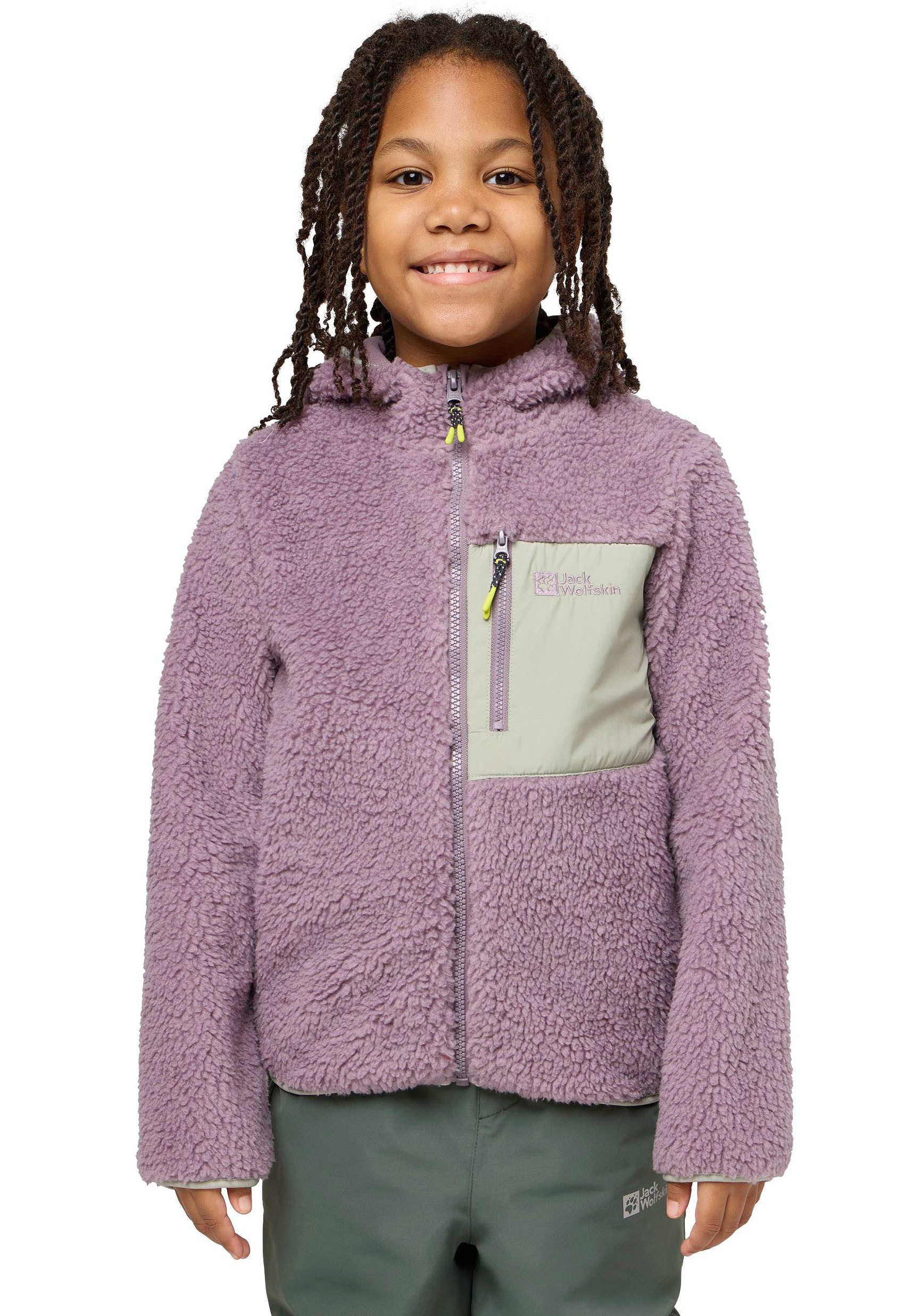 Jack Wolfskin Ice Curl Hood Jacket Kids Fleece jack Kinderen 104 wild blossom wild blossom