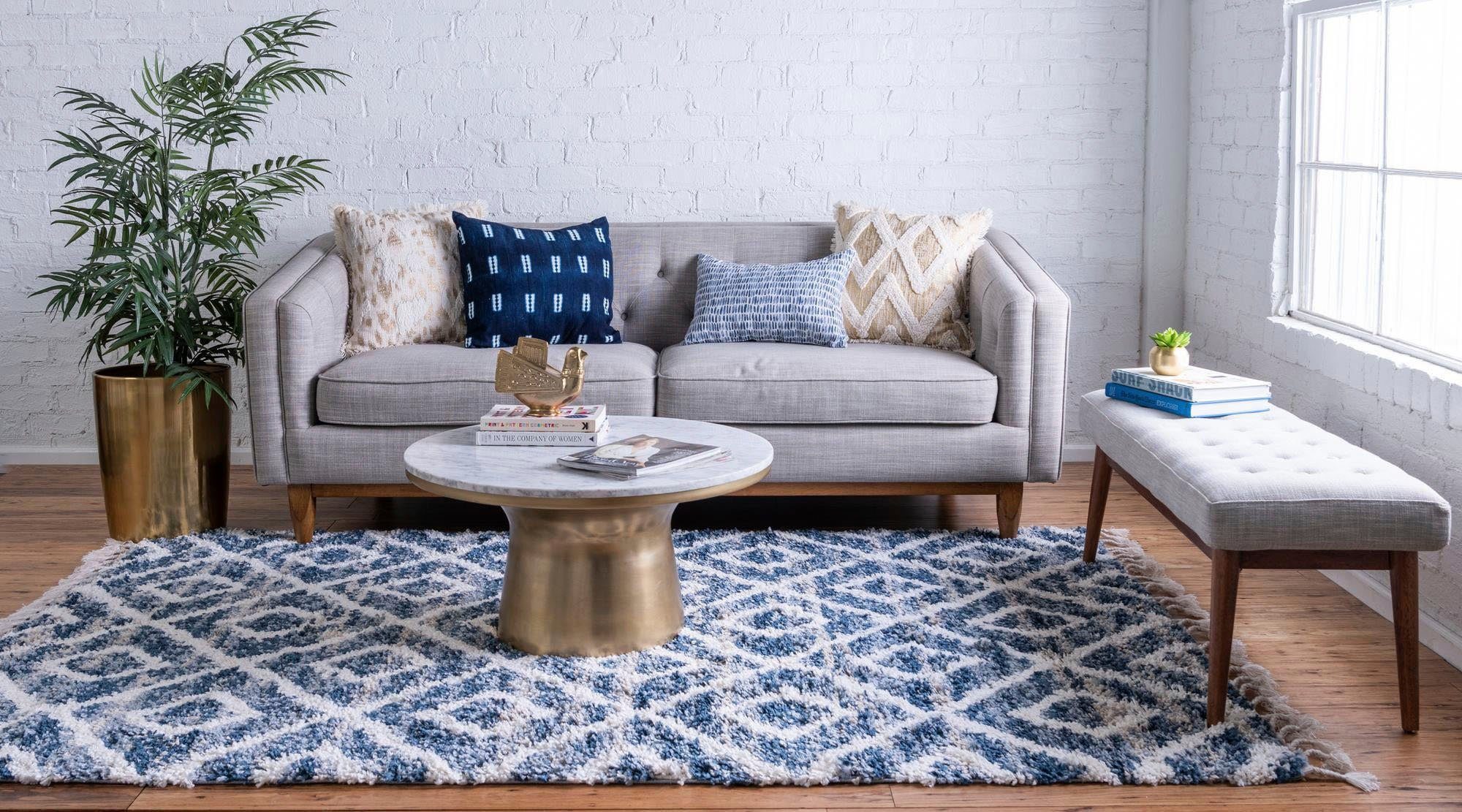 Myflair Möbel & Accessoires Hoogpolig vloerkleed Top Shag, MAGAZIJNOPRUIMING! geweven, geruit design, gemêleerde look, zacht & behaaglijk, met franje