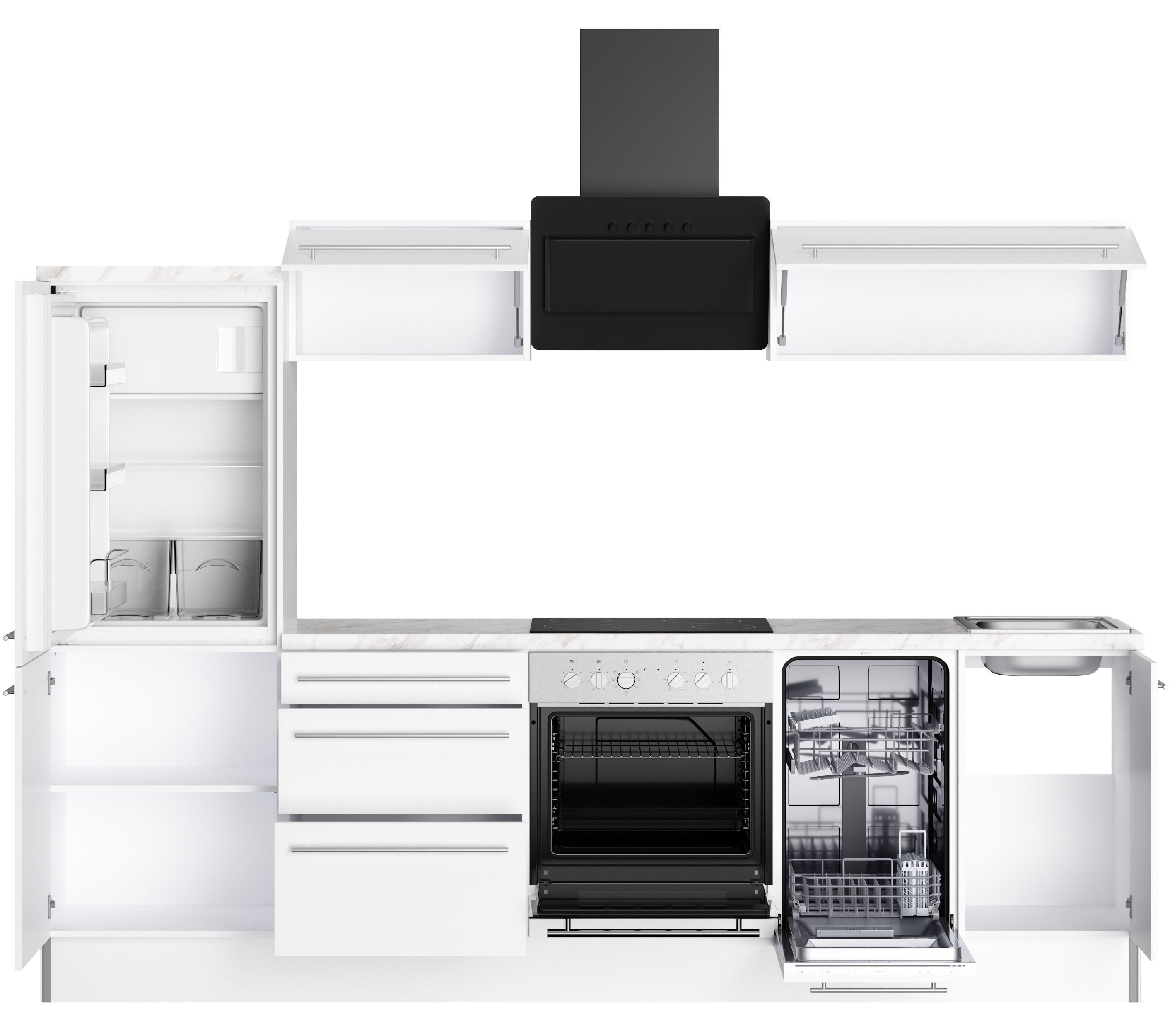 Kochstation Keuken KS-Bern2 Breedte 270 cm, optioneel met E-apparaten, aan de zijkant omkeerbaar