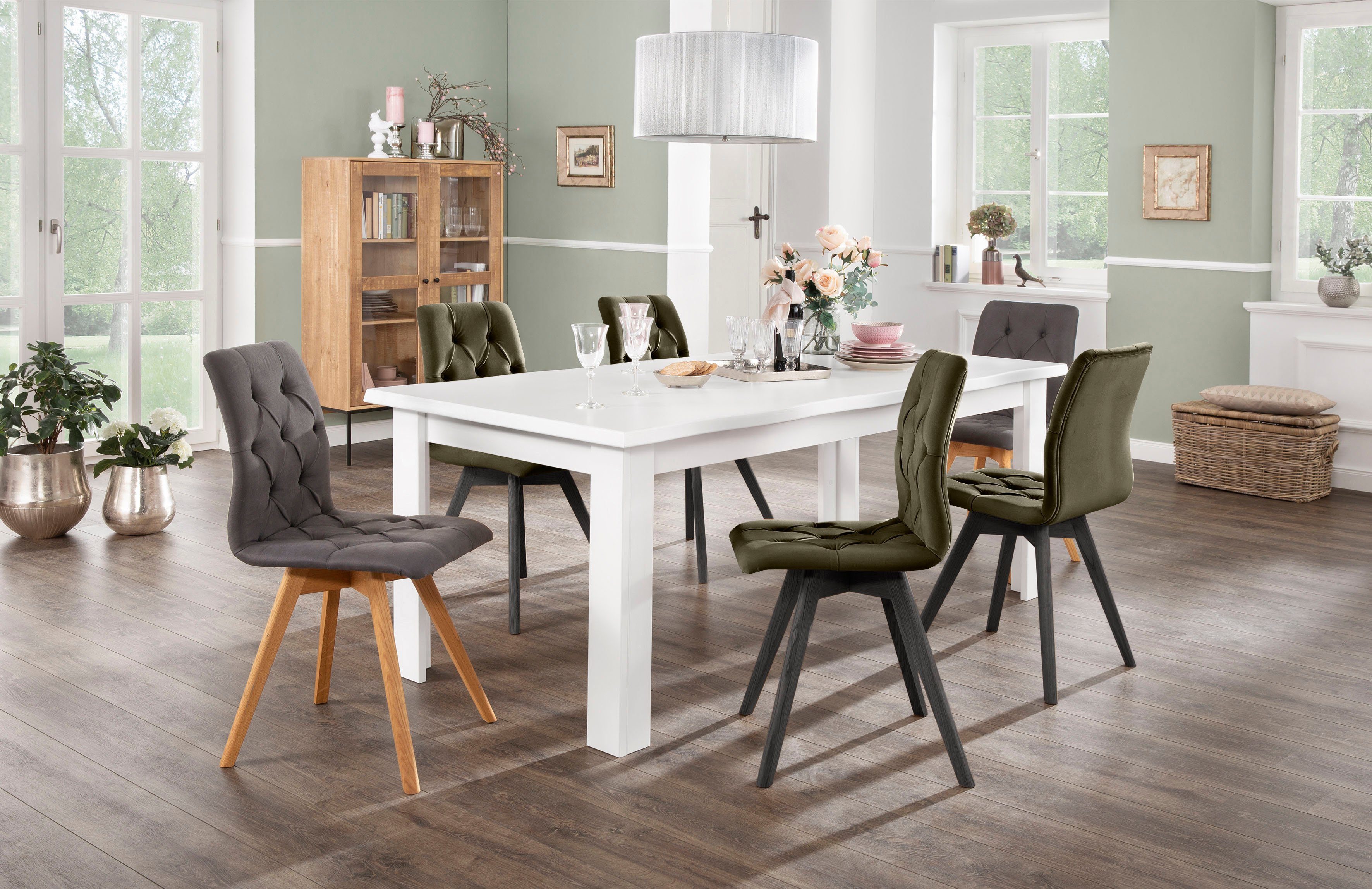 andas Eetkamerstoel Rania met massief houten poten (set, 2 stuks)