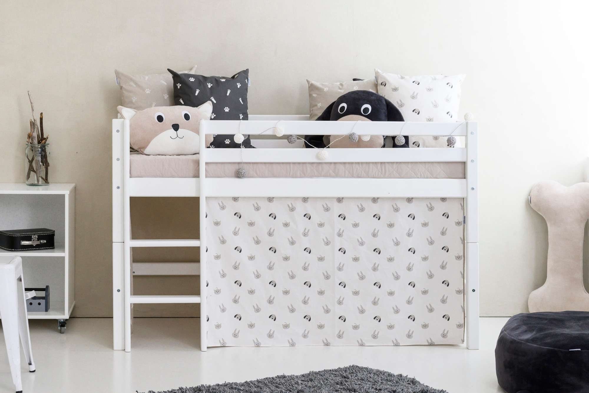 Hoppekids Hoogslaper ECO Dream, kinderbed, speelbed, halfhoog bed van massief hout