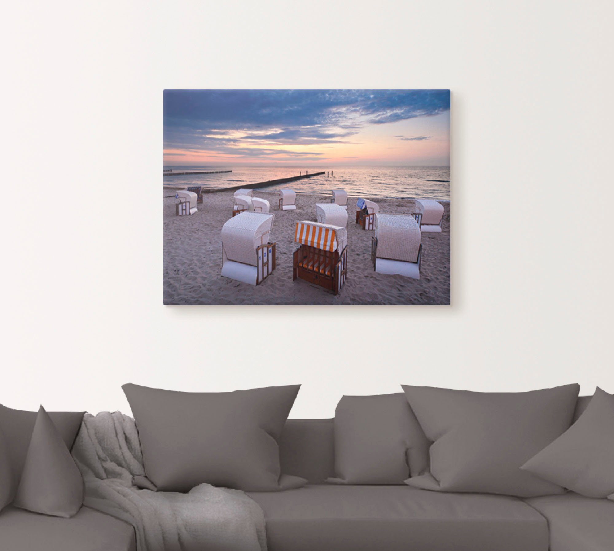 Artland Artprint op linnen Strandstoelen aan de Oostzee