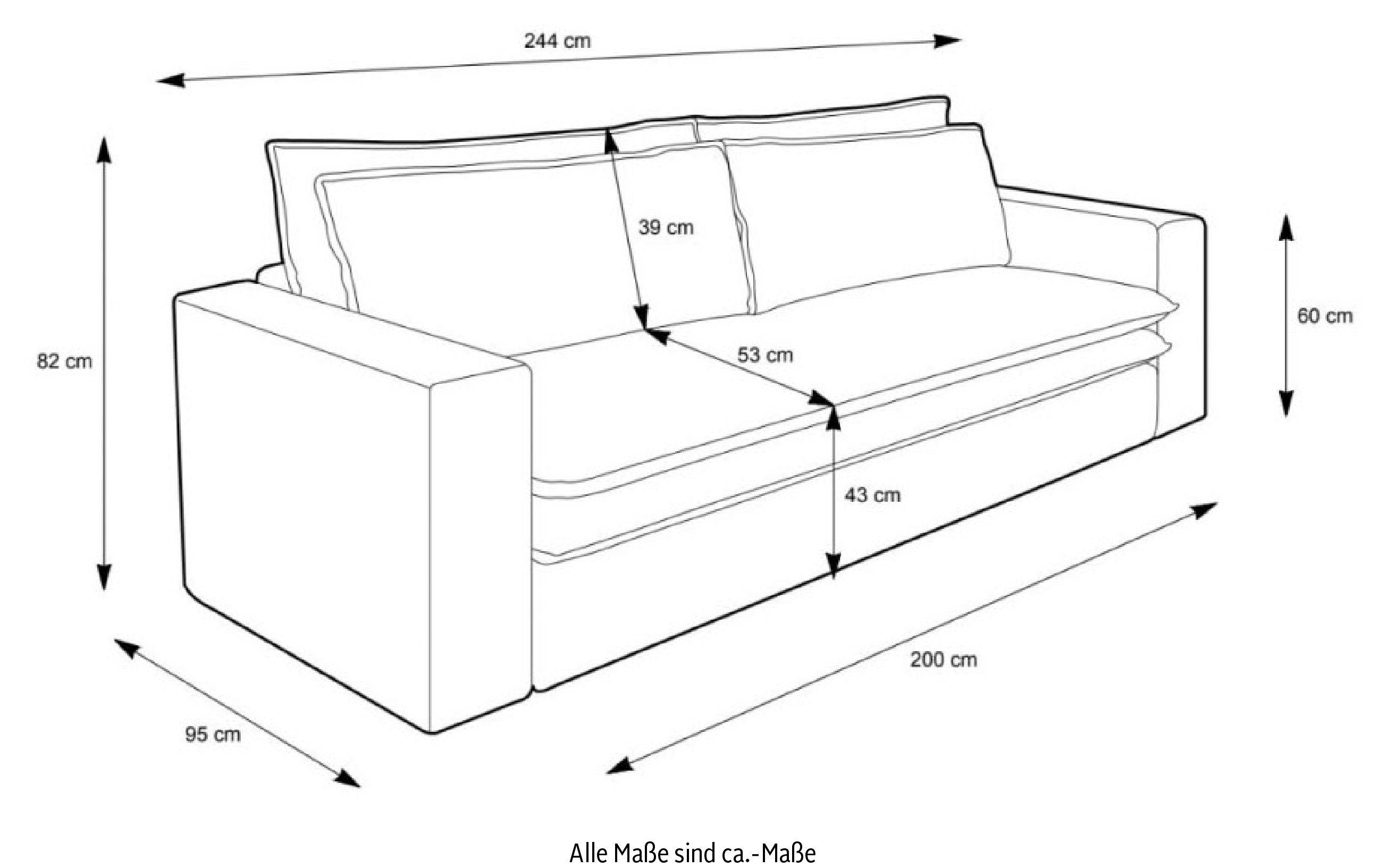 Places of Style 3-zitsbank PIAGGE Cord-bekleding - met slaapfunctie en bedkist, met praktische topmatras