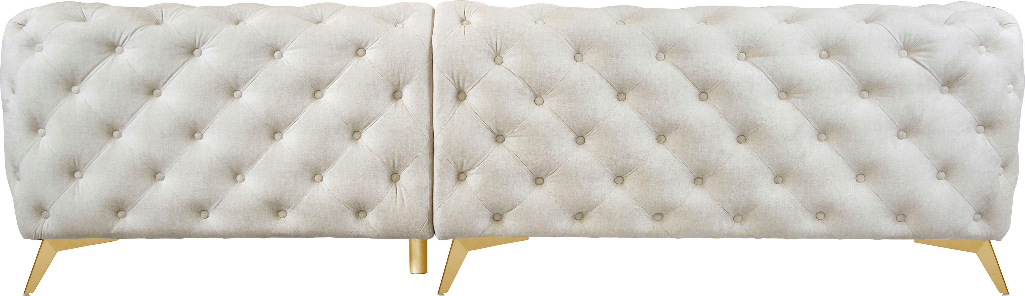 Home affaire Chesterfield-bank Hoekbank GLYNIS L-vorm met golfvering, afmetingen B/D/H 264/204/75cm luxueuze capitonnage, moderne chesterfield look, kleur van de poten ter keuze