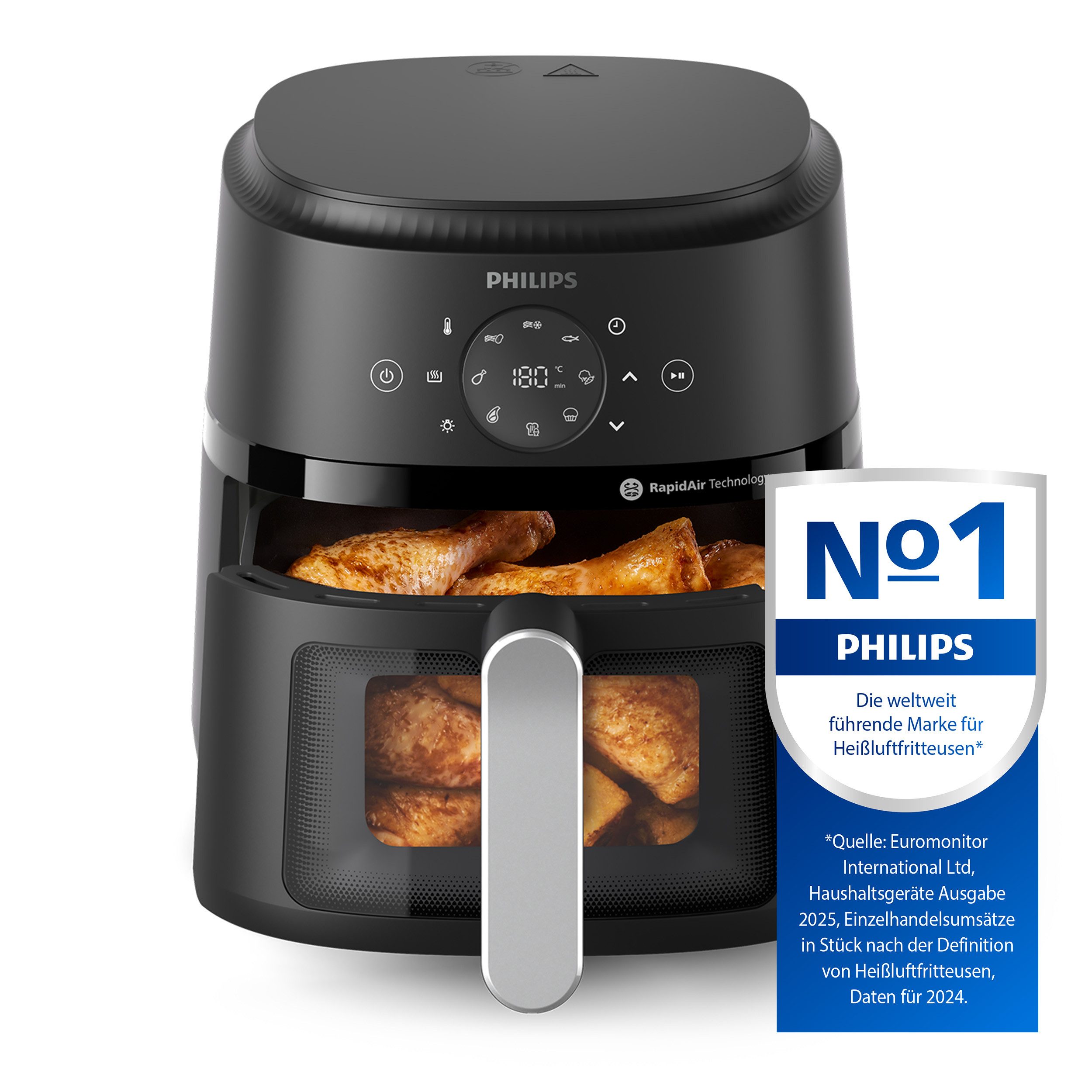 Philips Airfryer 2000 NA221/00, met 4.2L, kijkvenster