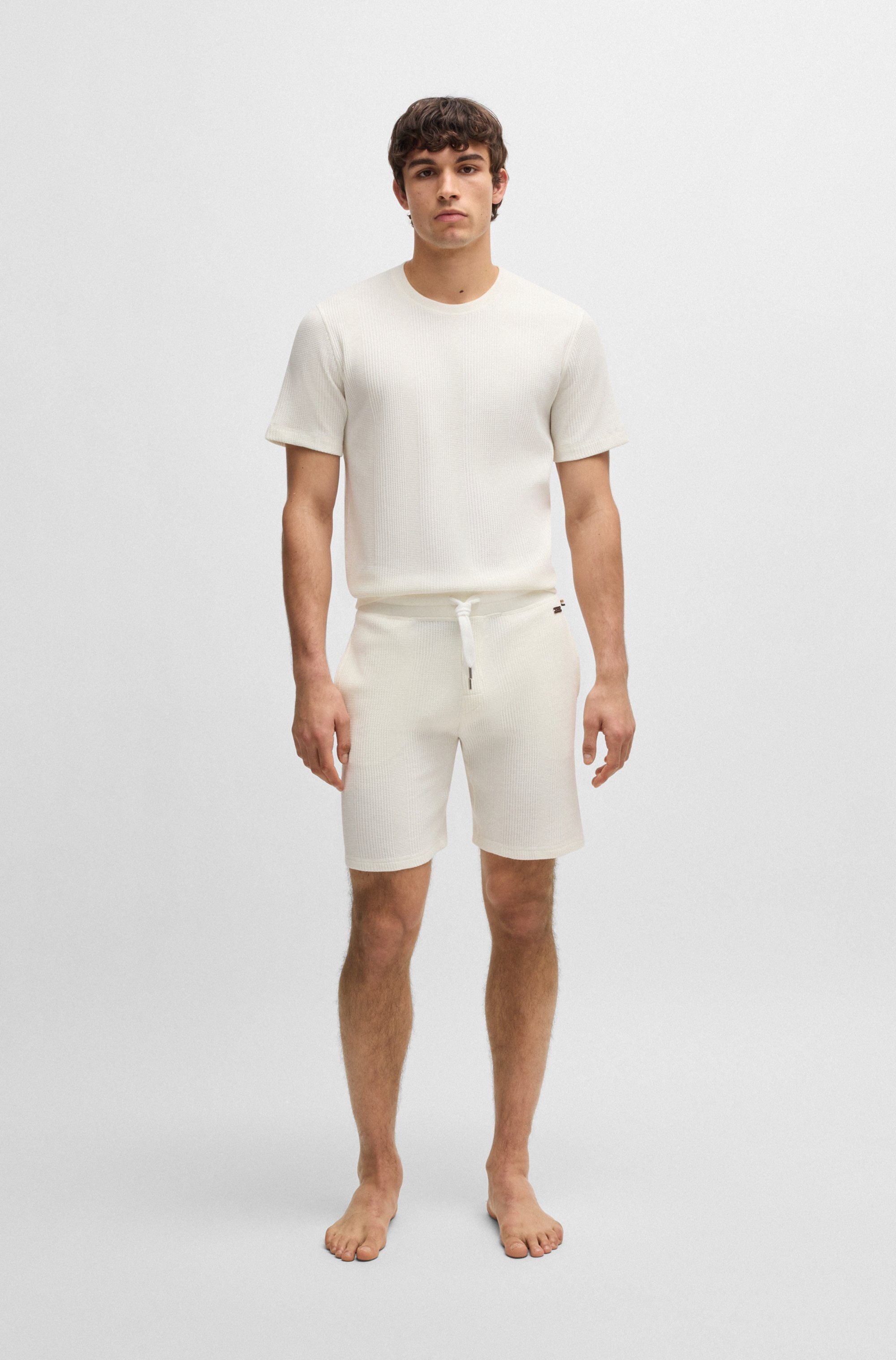 BOSS Sweatshort Structure Sho korte broek met brei-inzetten