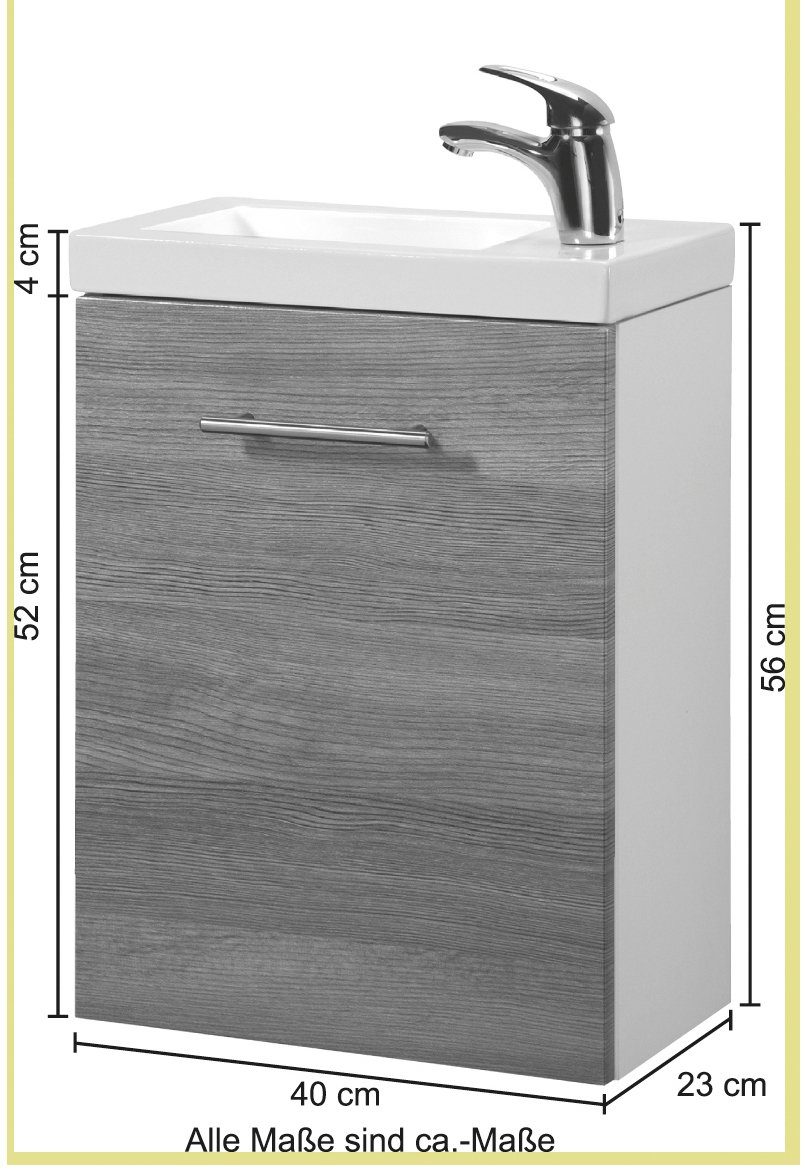 welltime Wastafelmeubel Trento, in verschillende designs en kleuren BxDxH: 40x23x56 cm, gastenbad SlimLine, wastafel