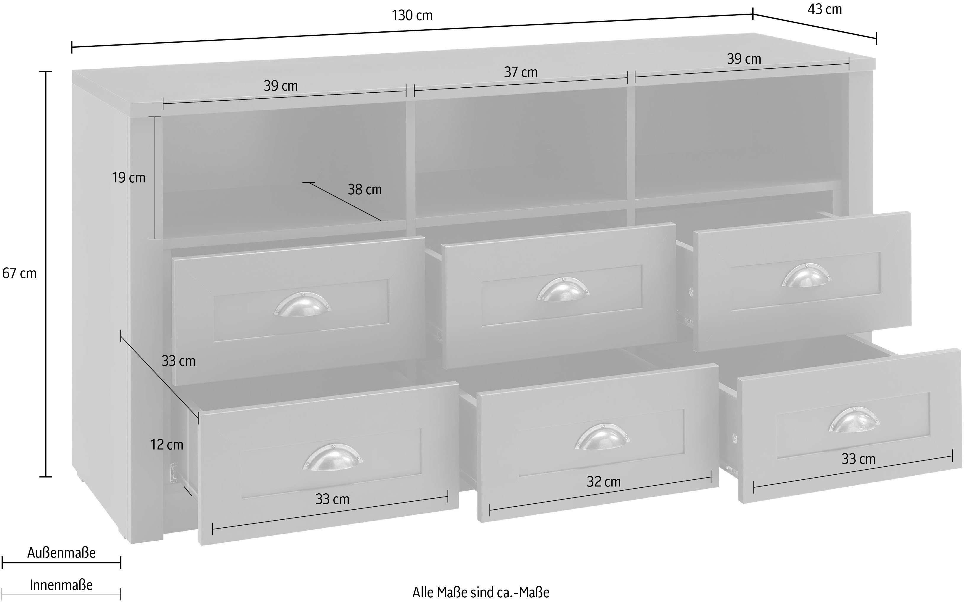 Home affaire Tv-meubel ASCOT Breedte 130 cm