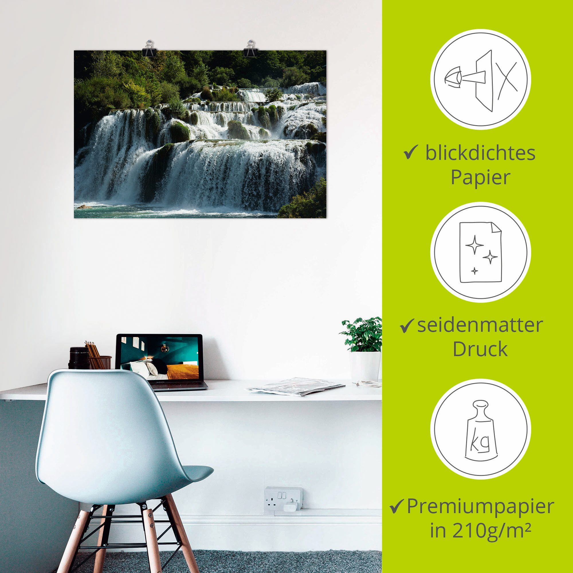 Artland Artprint Krka watervallen als artprint op linnen, poster in verschillende formaten maten