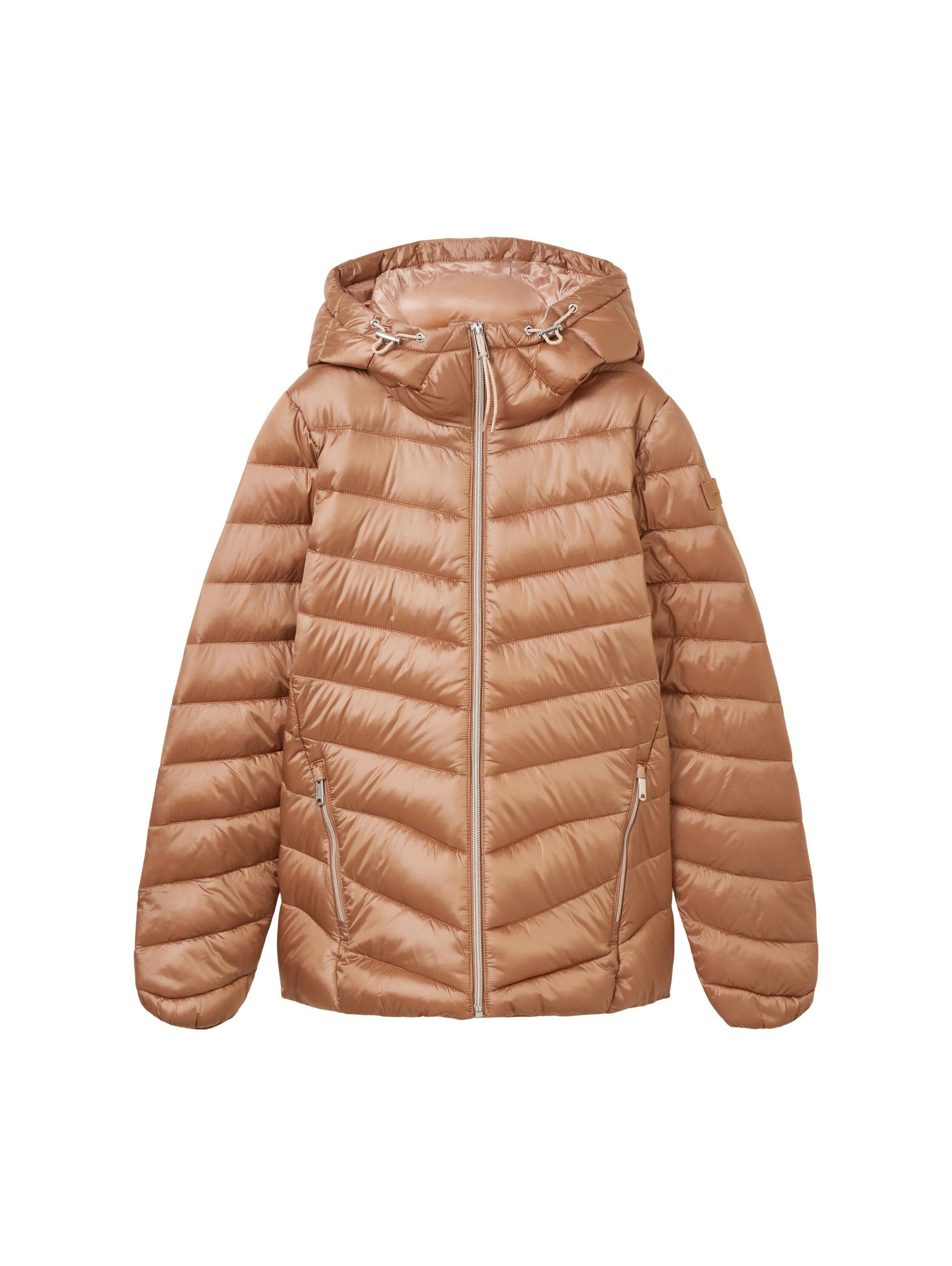 Tom Tailor Gewatteerde jas met capuchon en zijdeachtige glanzende look