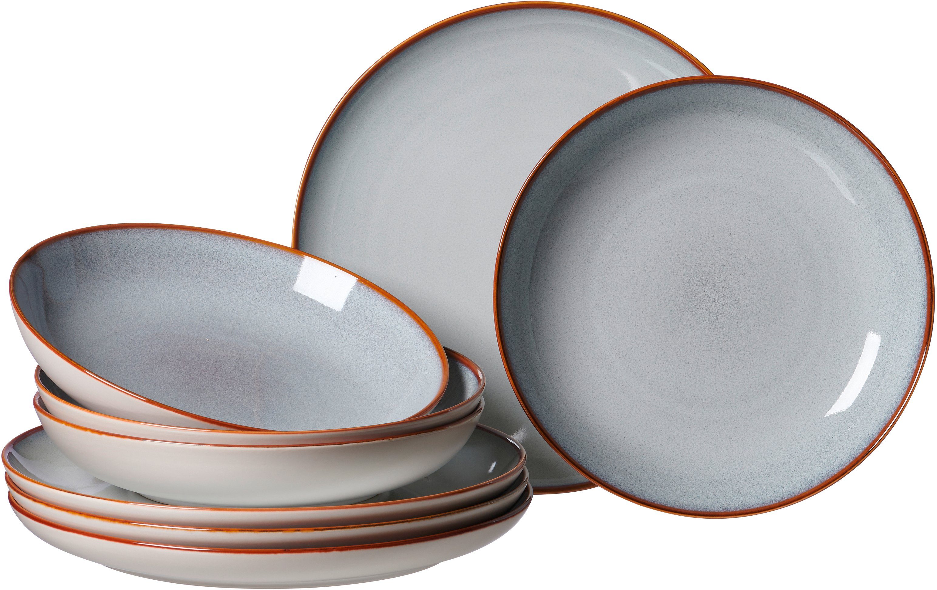 Ritzenhoff & Breker Eetservies Borden Set, Servies Set Portofino Reactief glazuur, elk exemplaar is uniek, 8 delen, voor 4 personen (set, 8-delig)