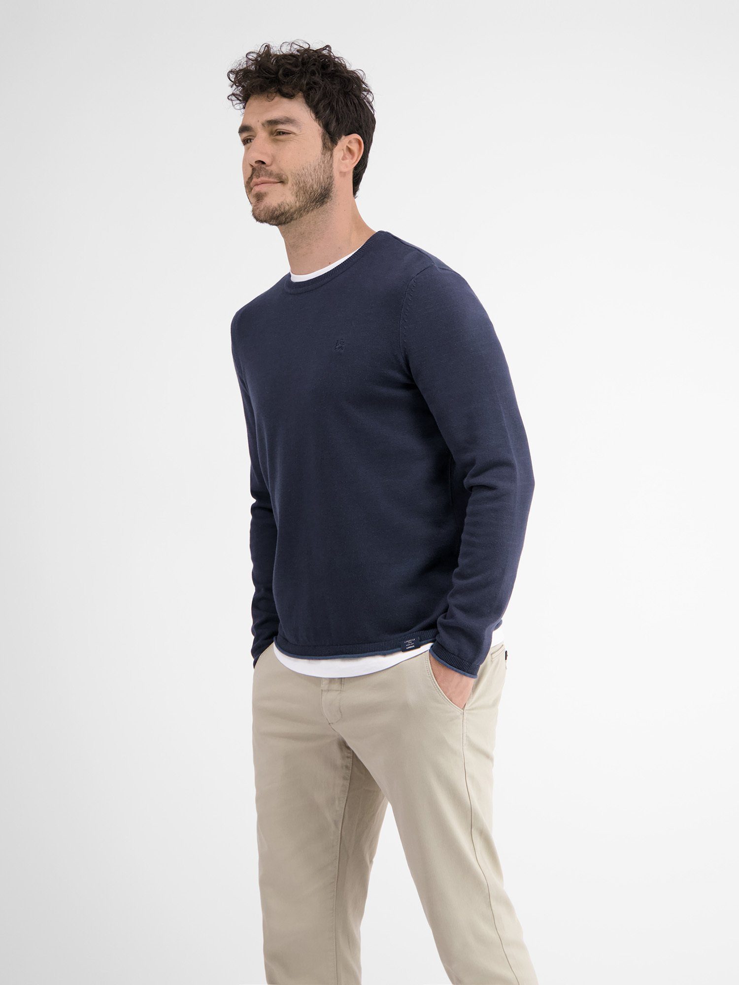 Lerros Gebreide trui LERROS ronde hals pullover, vlakbrei