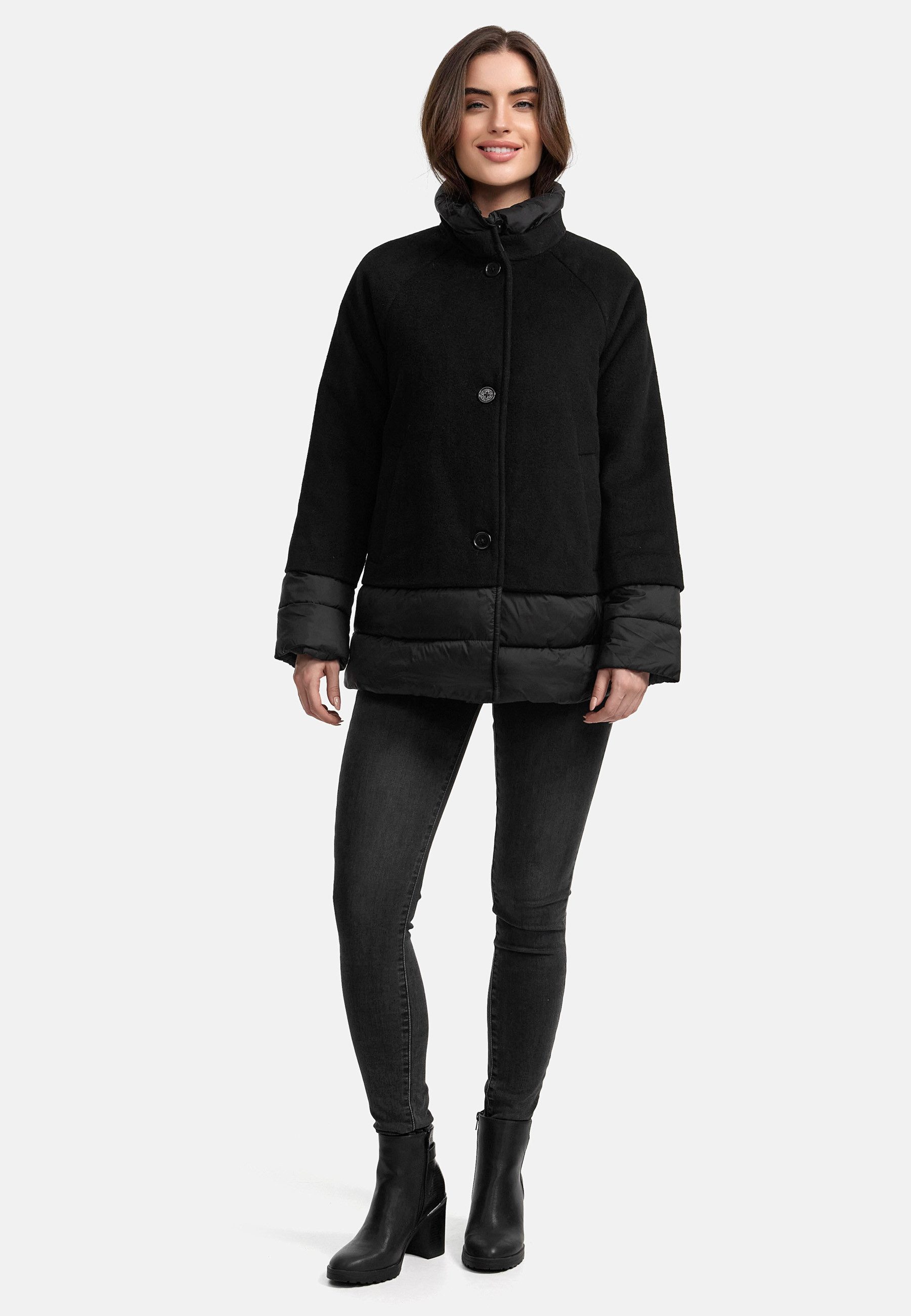 MANISA Winterjack met modieuze materiaalmix en wol