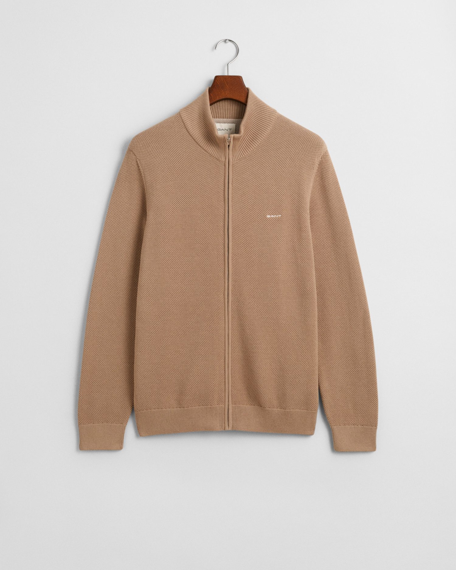 Gant Vest COTTON PIQUE ZIP CARDIGAN met logoborduursel op borsthoogte