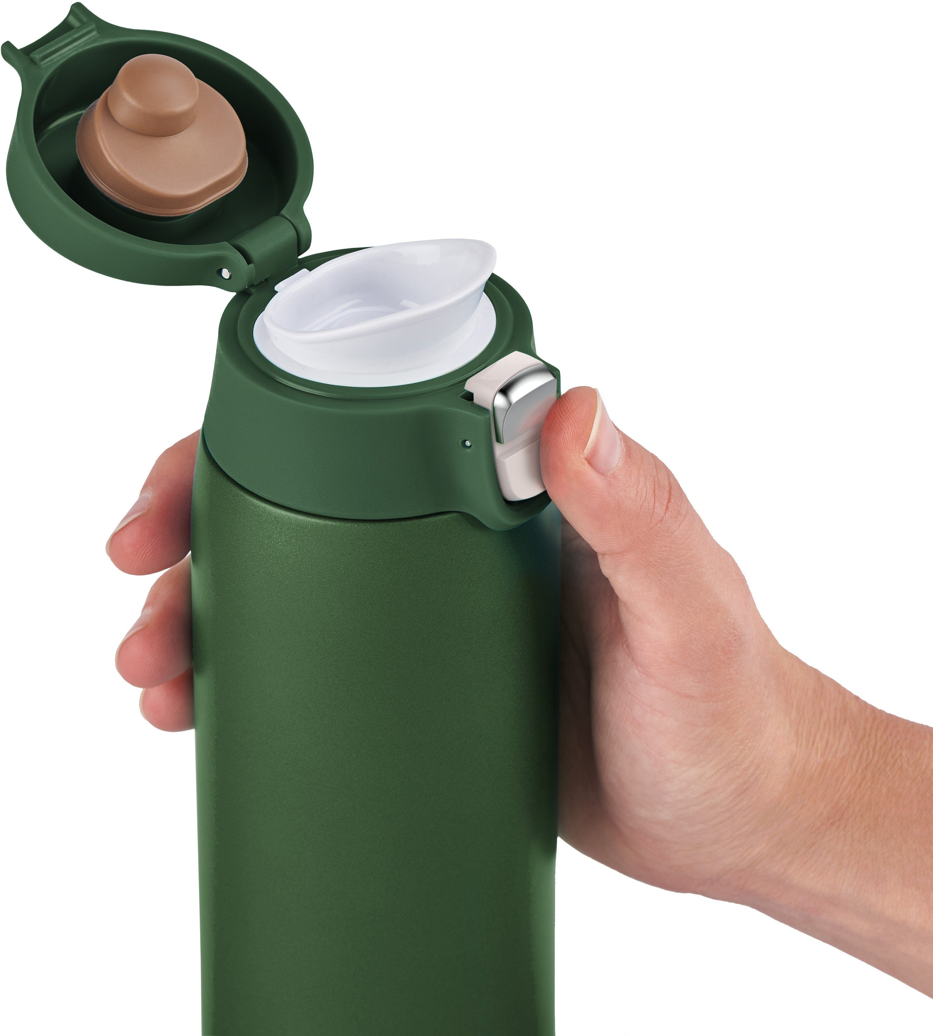 Emsa Thermosbeker Travel Mug Light 0,4l, licht, roestvrij staal, klapvergrendeling, 100% dicht, 8u heet/16u koud