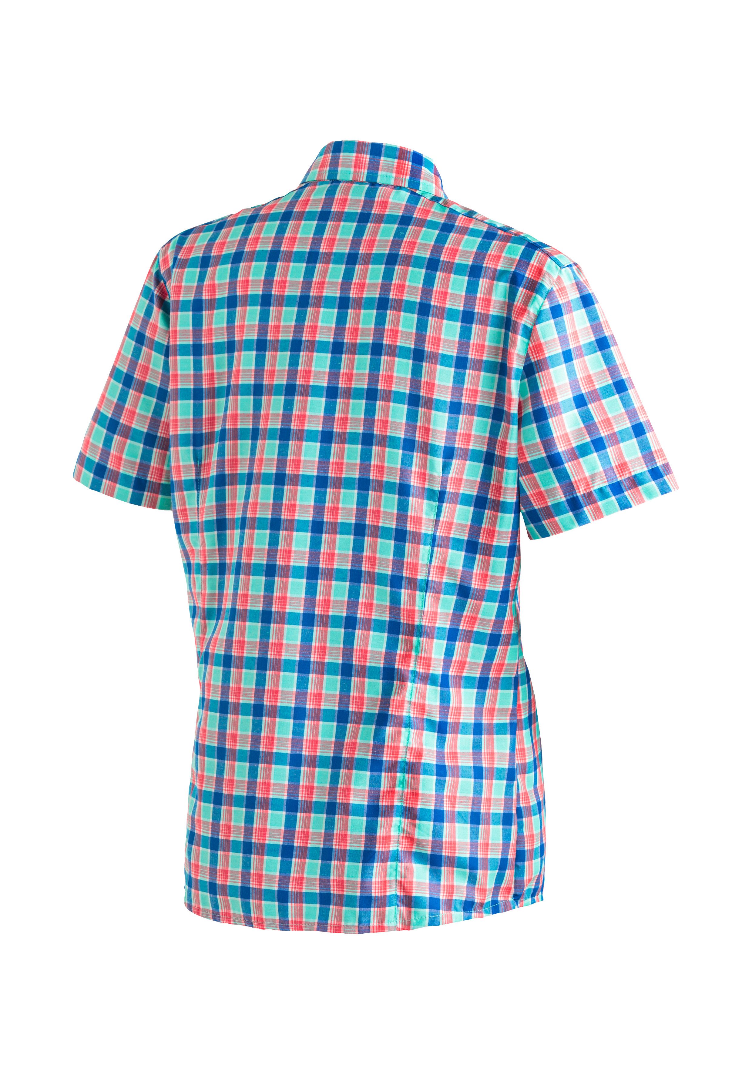 Maier Sports Functionele blouse Philina Geruite blouse met korte mouwen voor wandelen, reizen en vrije tijd