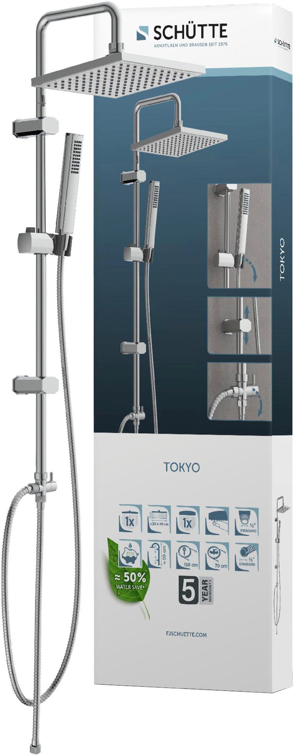 Schütte Slang en handdouche Tokio inclusief waterbesparende afdichting, antikalk, in hoogte...