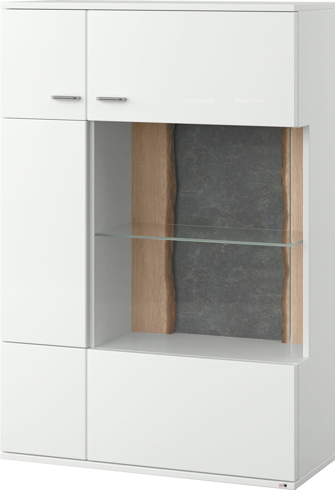 set one by Musterring Vitrinekast Tacoma Type 03/04, hoogte 143,4 cm, met getinte glasdeur