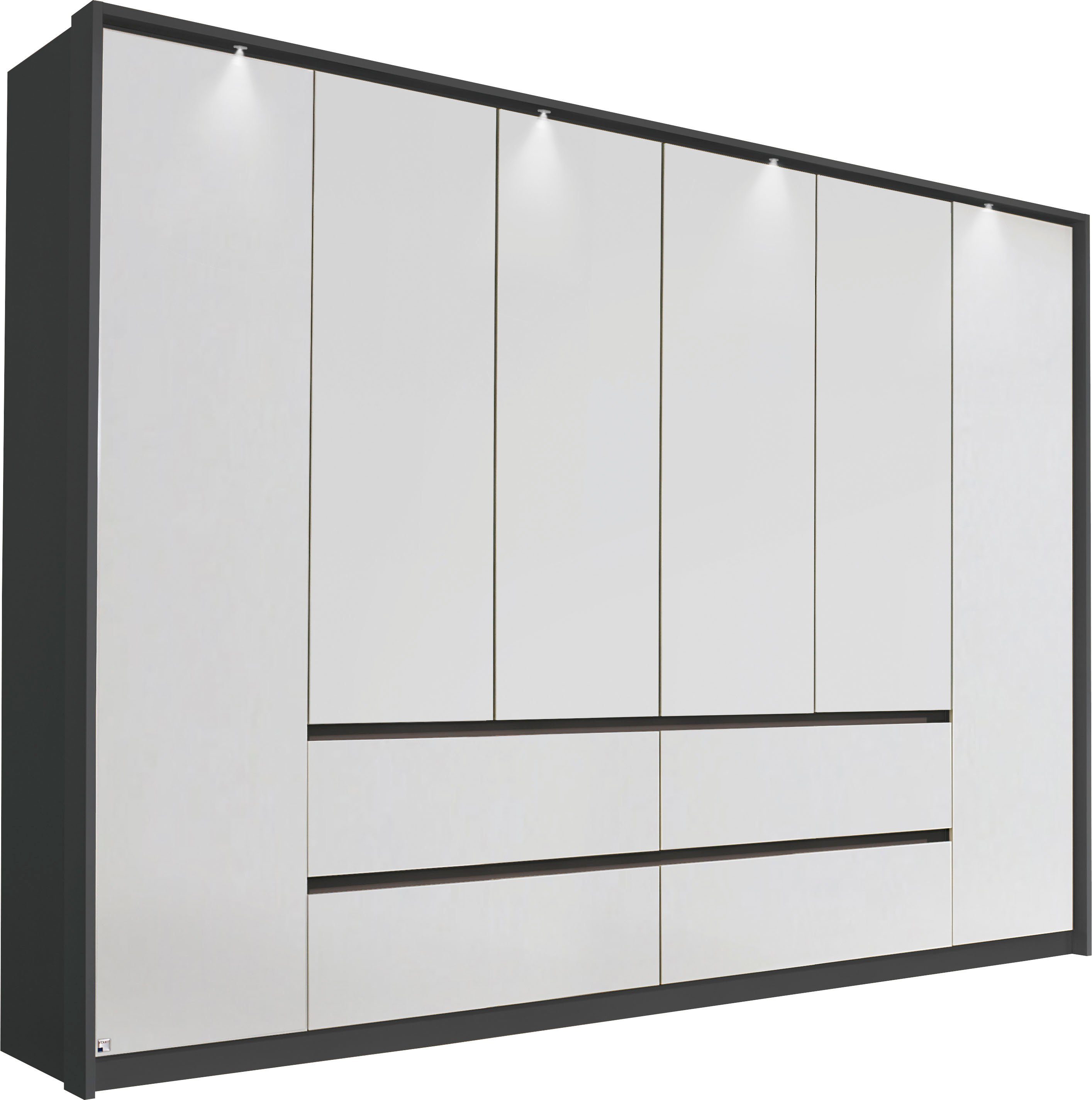 rauch Draaideurkast Mainz met passe-partout optioneel met verlichting, buitendeuren met push-to-openfunctie kledingkasten maat 275 cm x 212 cm x 58