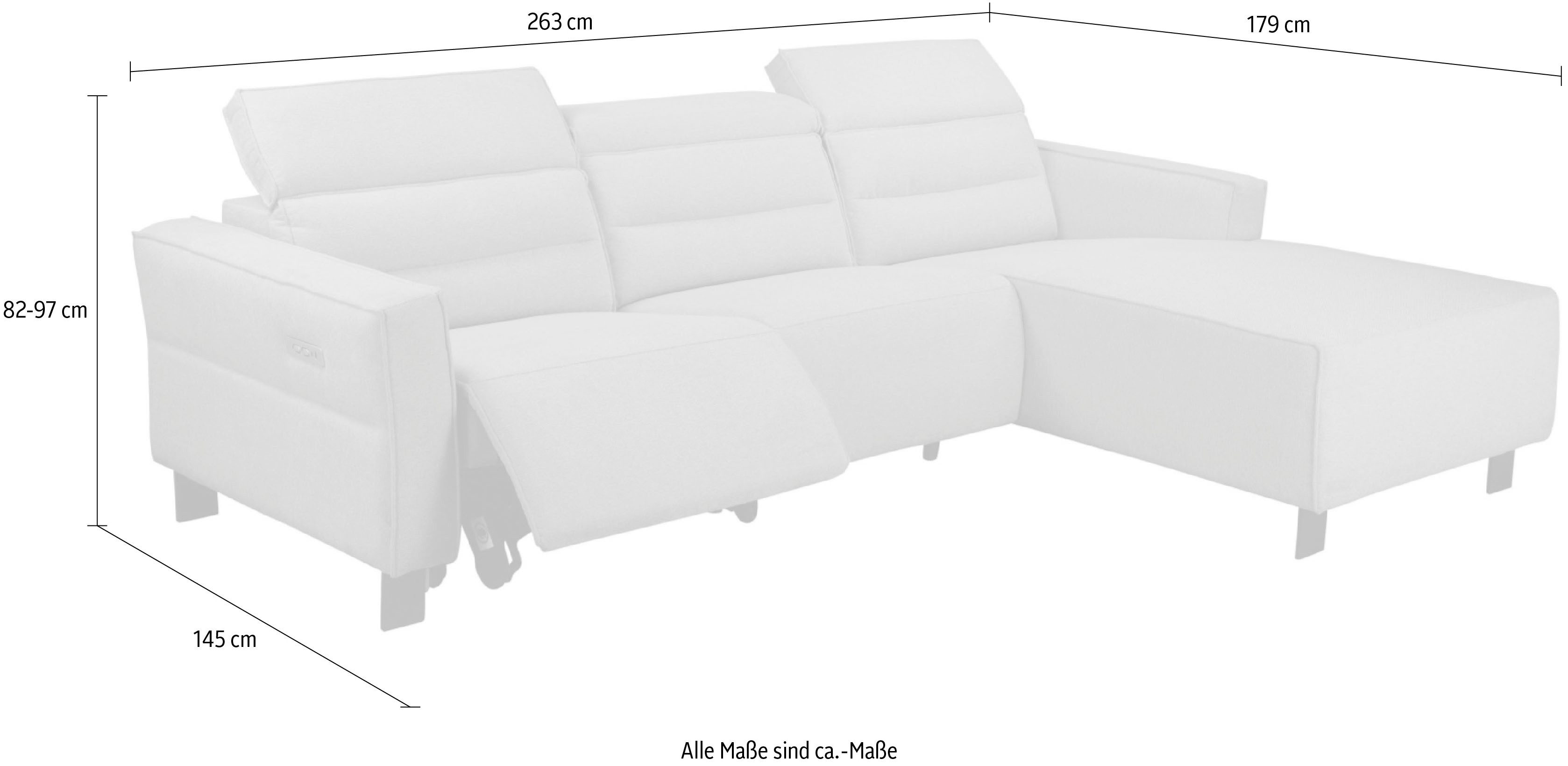 Places of Style Hoekbank Carpari, L-vorm, 263 cm, handmatige of elektrische relaxfunctie