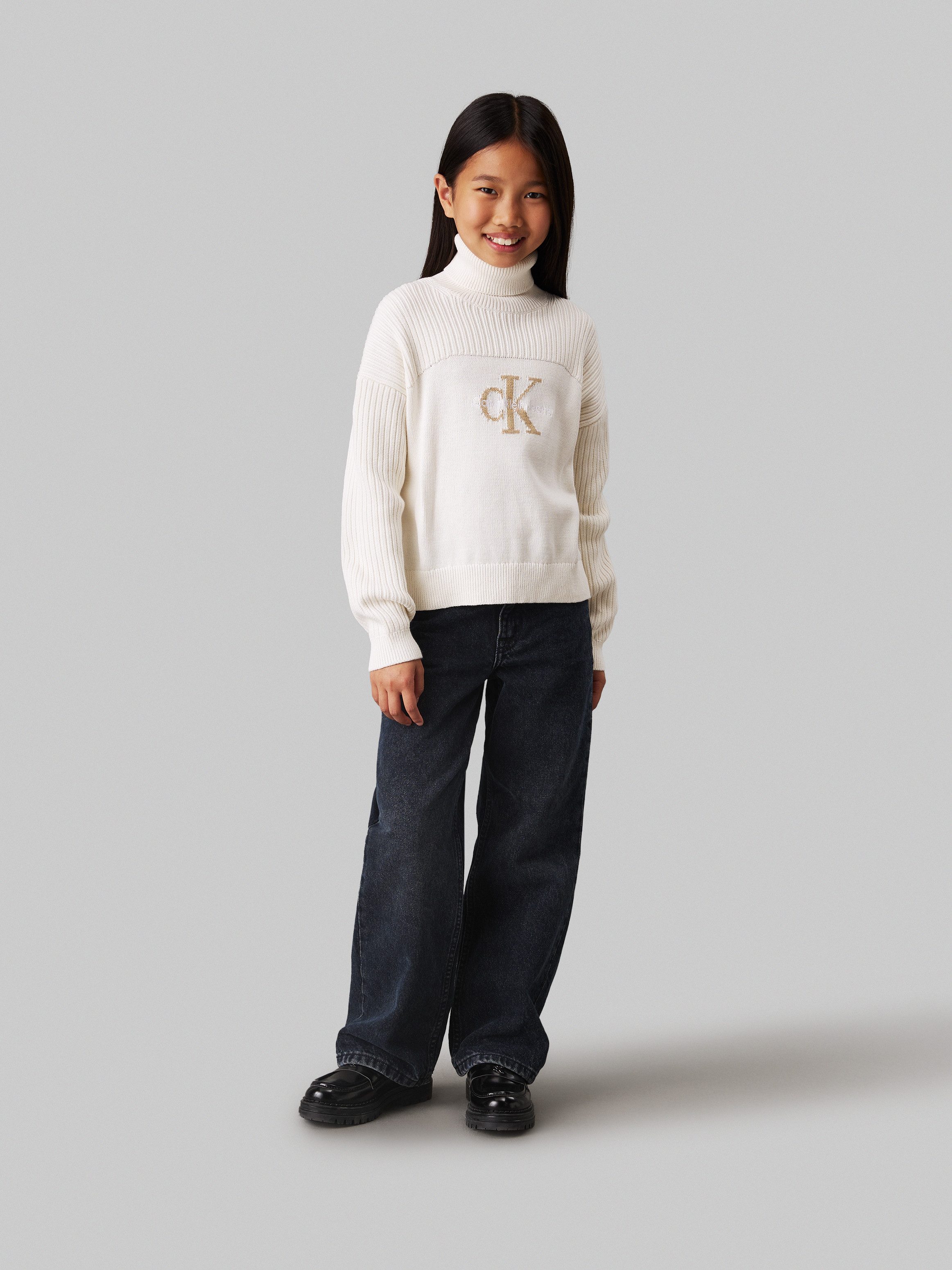 Calvin Klein Coltrui Monologo Rollneck Sweater voor kinderen tot 16 jaar en met logostiksel